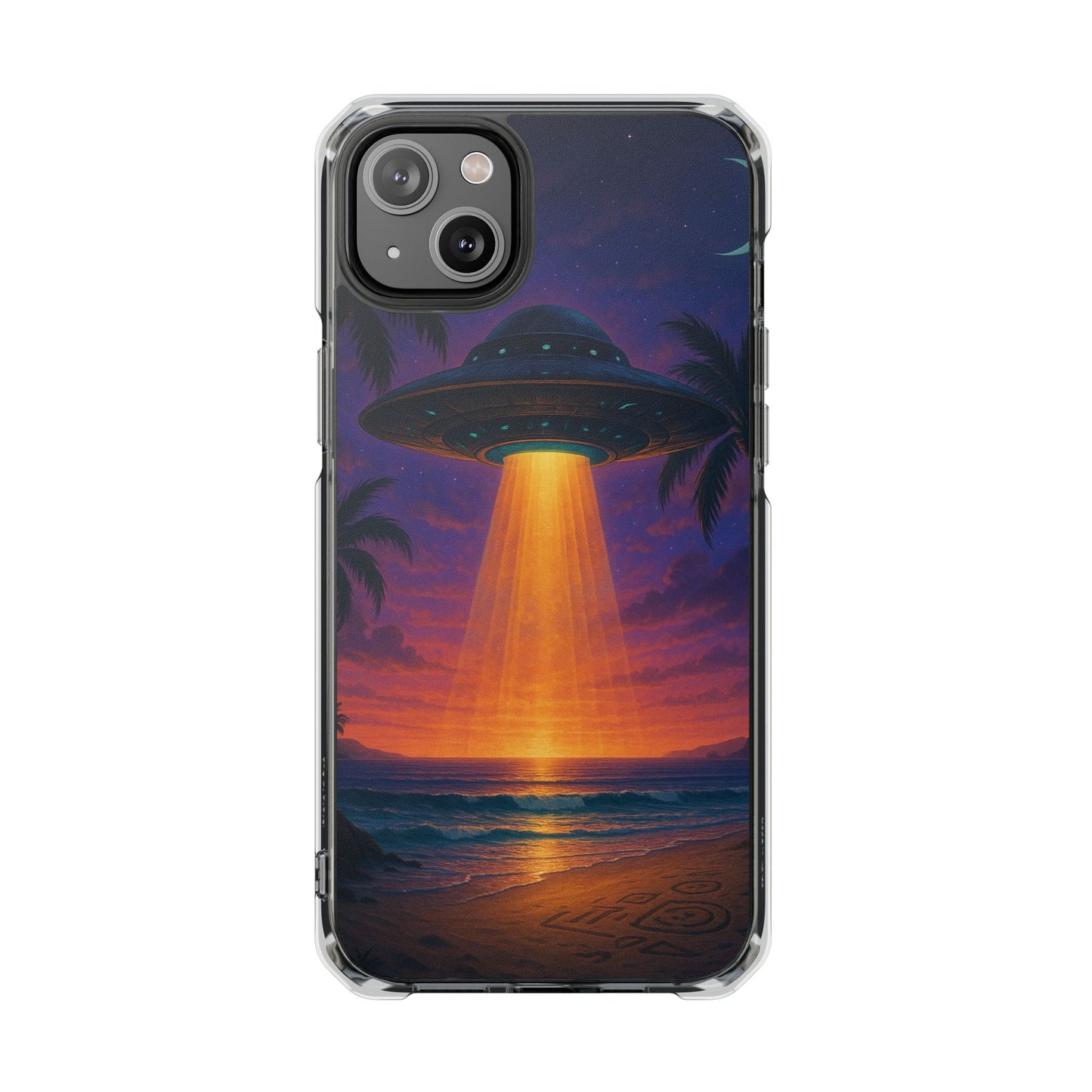 Beach UFO at Night Magnetic Clear Phone Case, Many Models