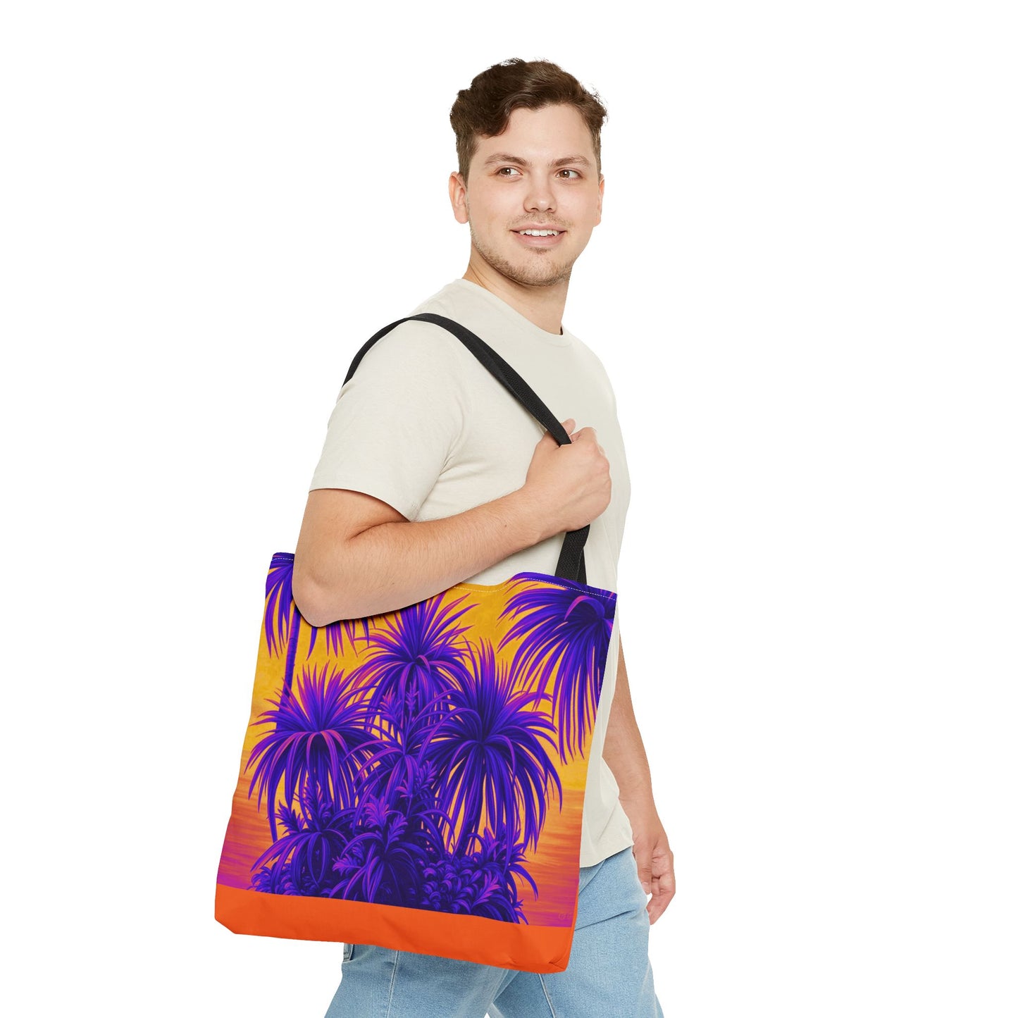 Tiny Palm Island Pop/Orange Tote Bag - 3 Sizes