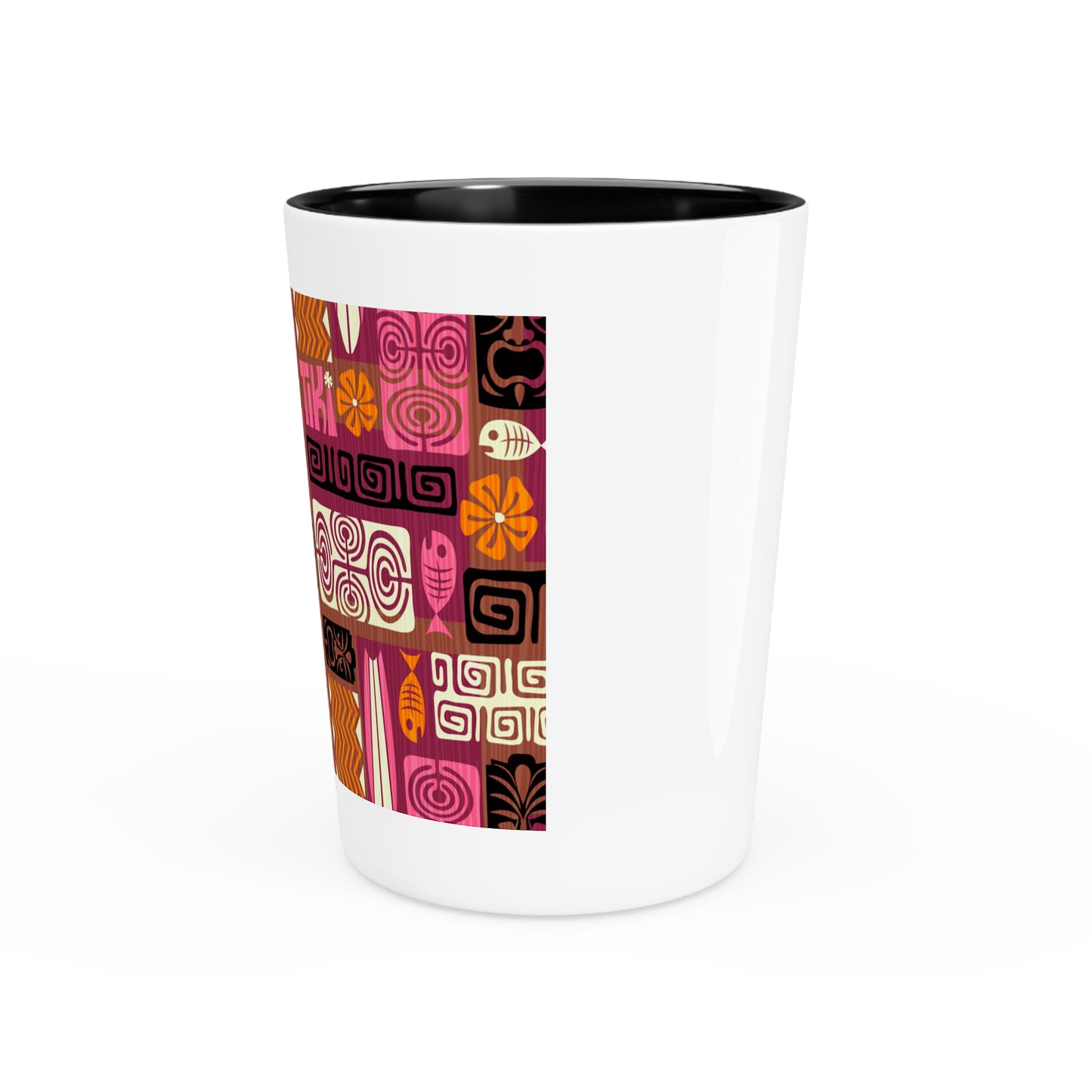 Ceramic Shot Glass - Tiki Poster Pink/Orange