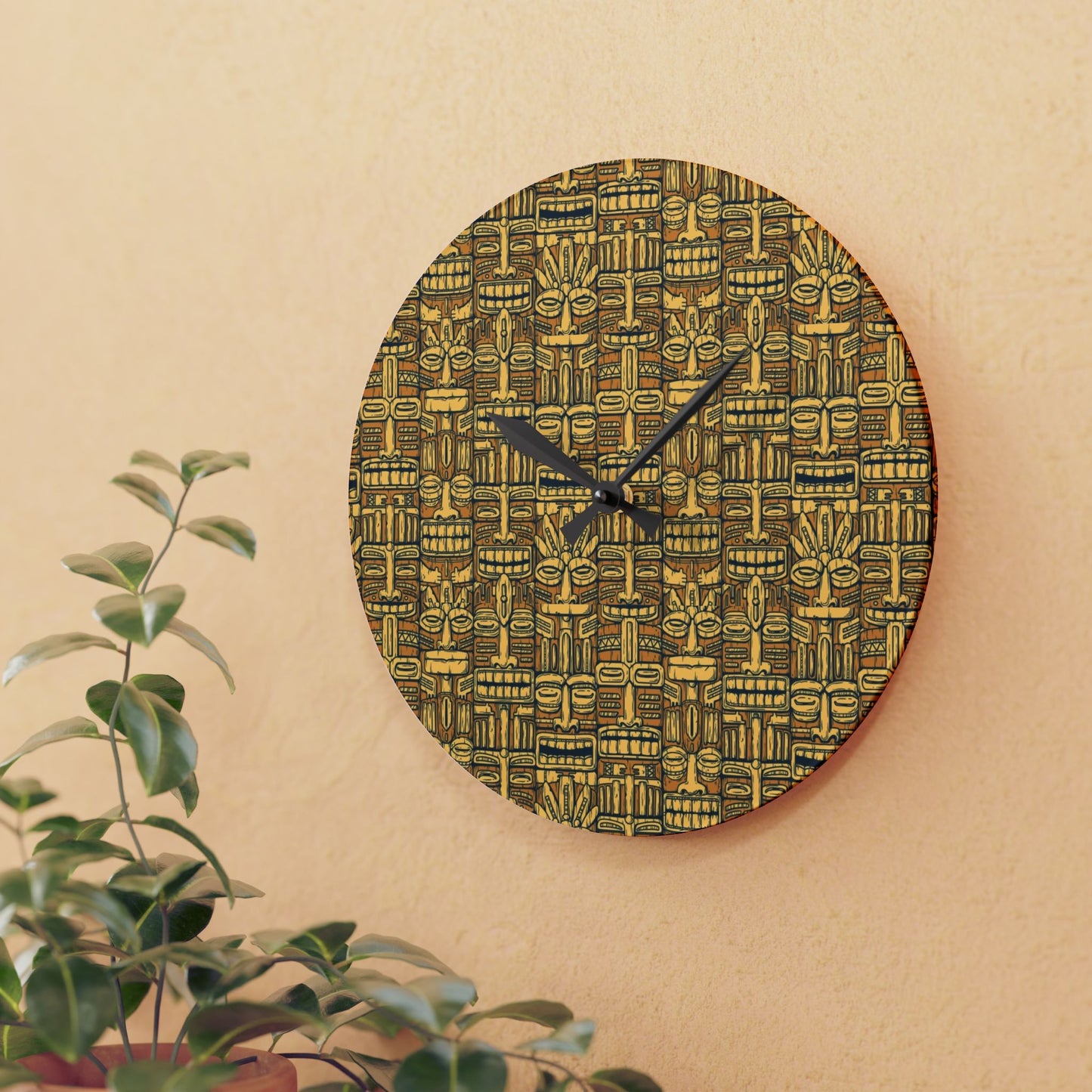 Acrylic Wall Clock, Old Tiki Totems