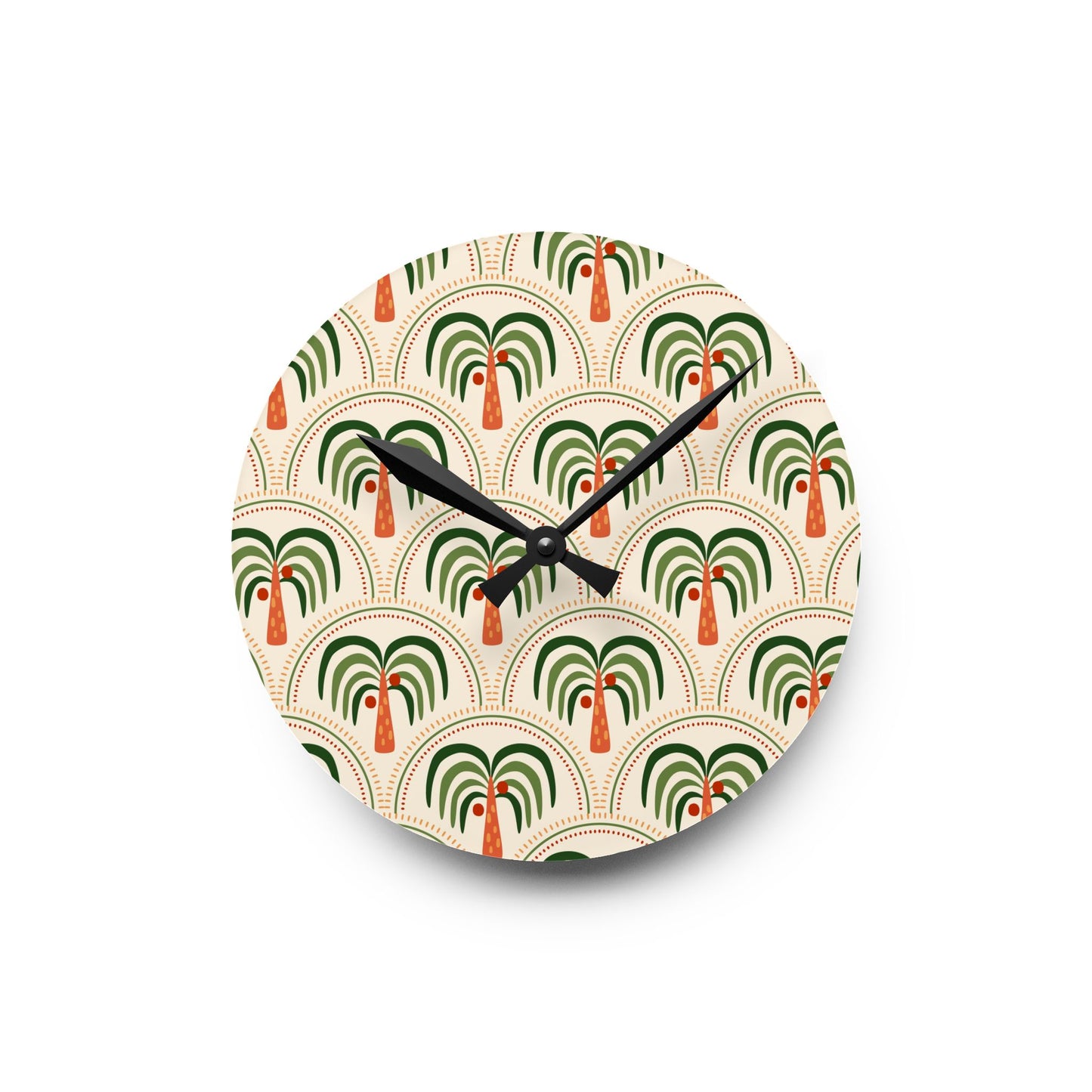 Acrylic Wall Clock, Exotic Stylized Palms