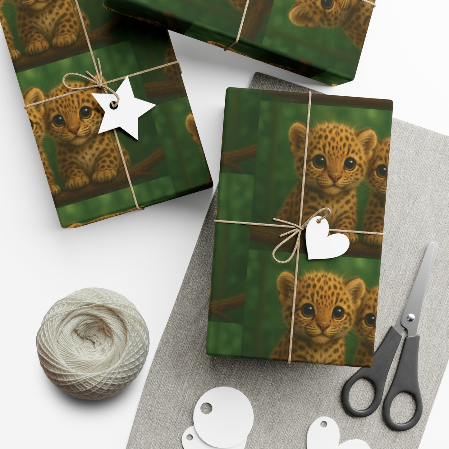 Wrapping Paper - Tropical Gift Wrap for All Occasions / 3 Sizes, 2 Finishes / Baby Jaguars