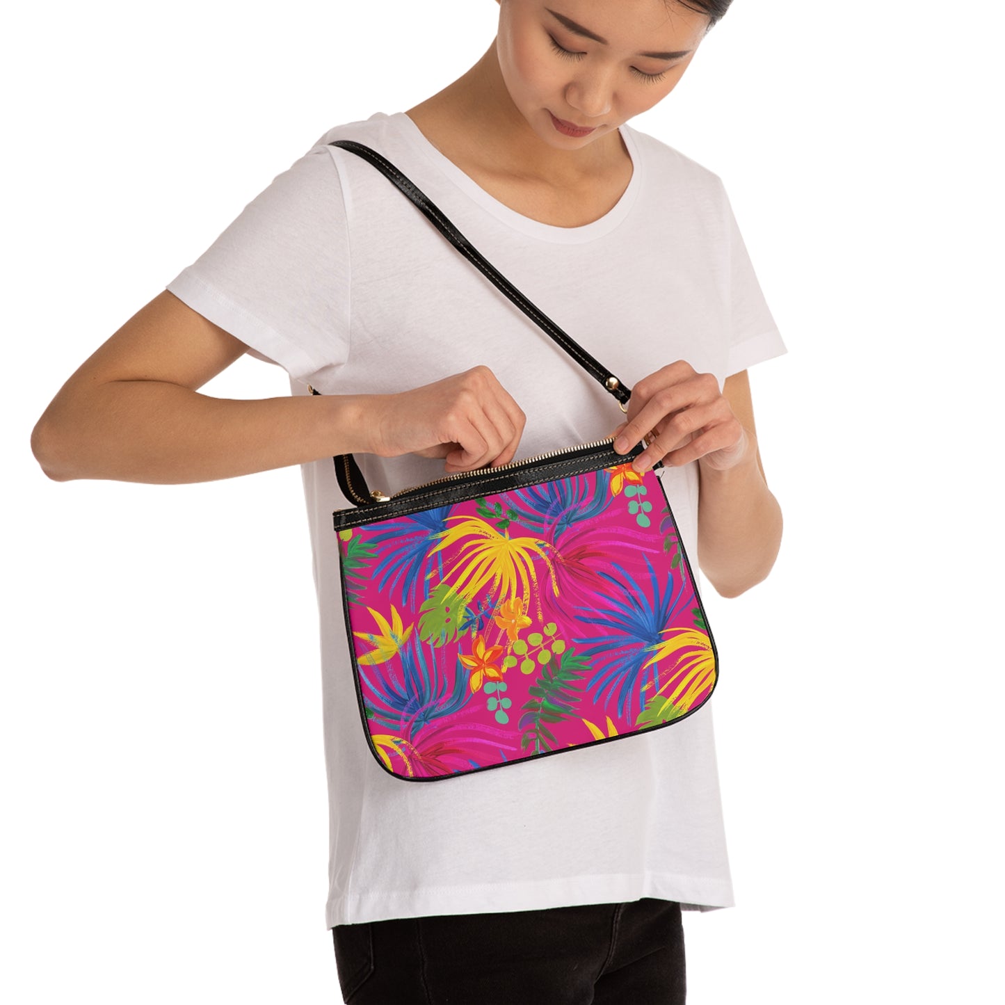 Tropical Small Shoulder Bag | Stylish Crossbody Purse / Exotic Flora