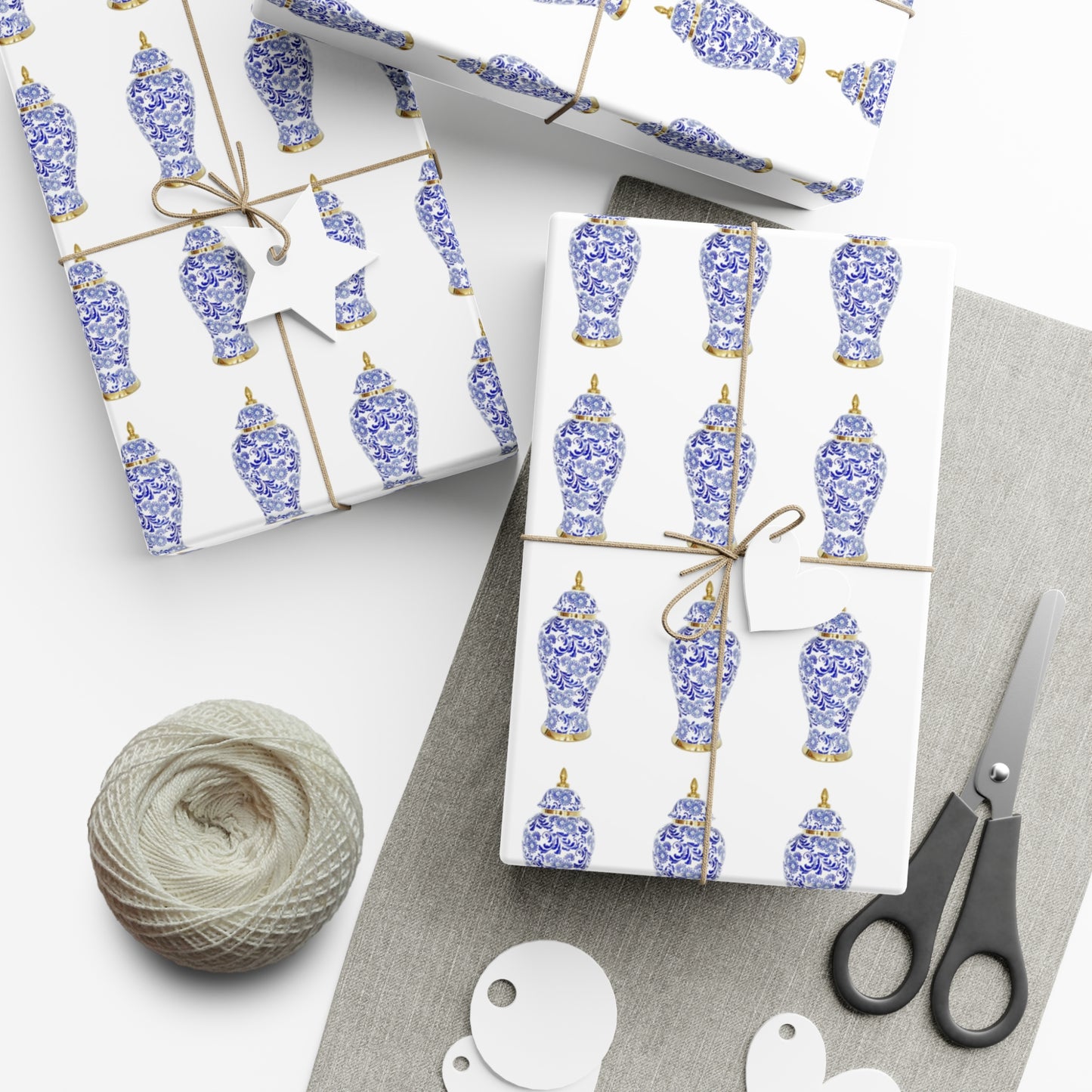 Gift Wrap Papers, Blue and White Ginger Jar, 3 Sizes