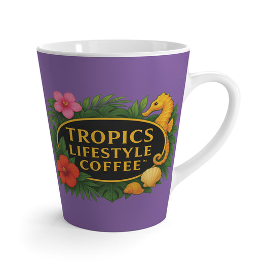 Latte White Mug - Seahorse Fantasy, Lt. Purple / TLCoffee Logo