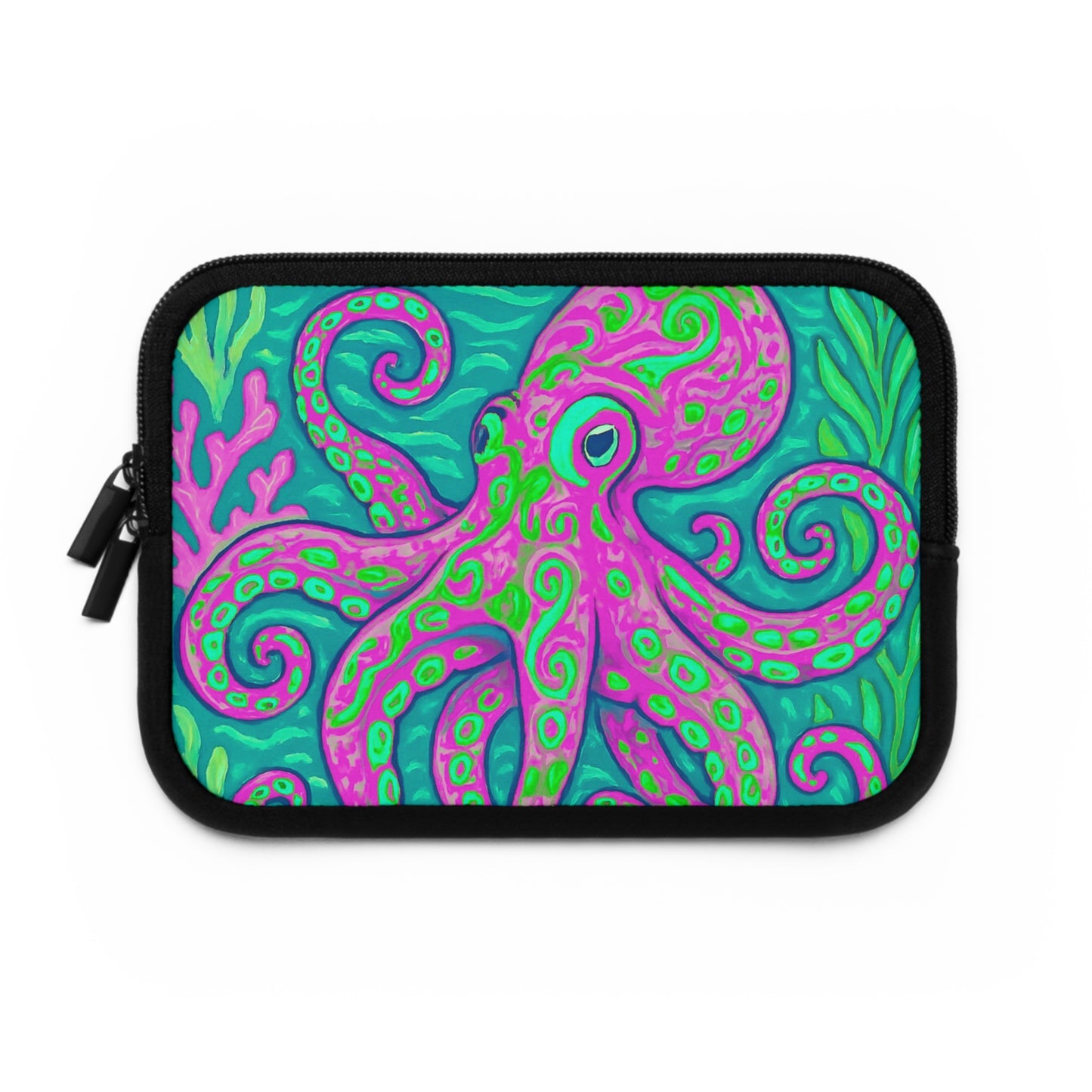 Tropical Laptop Sleeve, 5 Sizes - Perfect for Beach Lovers & Students / Octopus Kraken Joe, Purple
