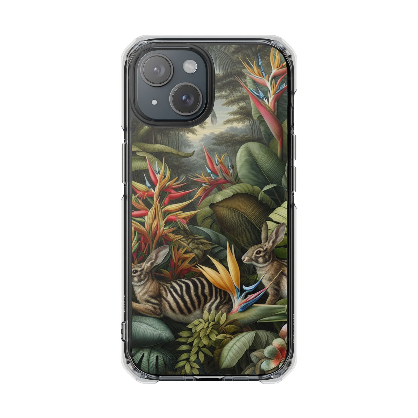 Rainforest Rabbit Outing Magnetic Clear Phone Case, Many Models