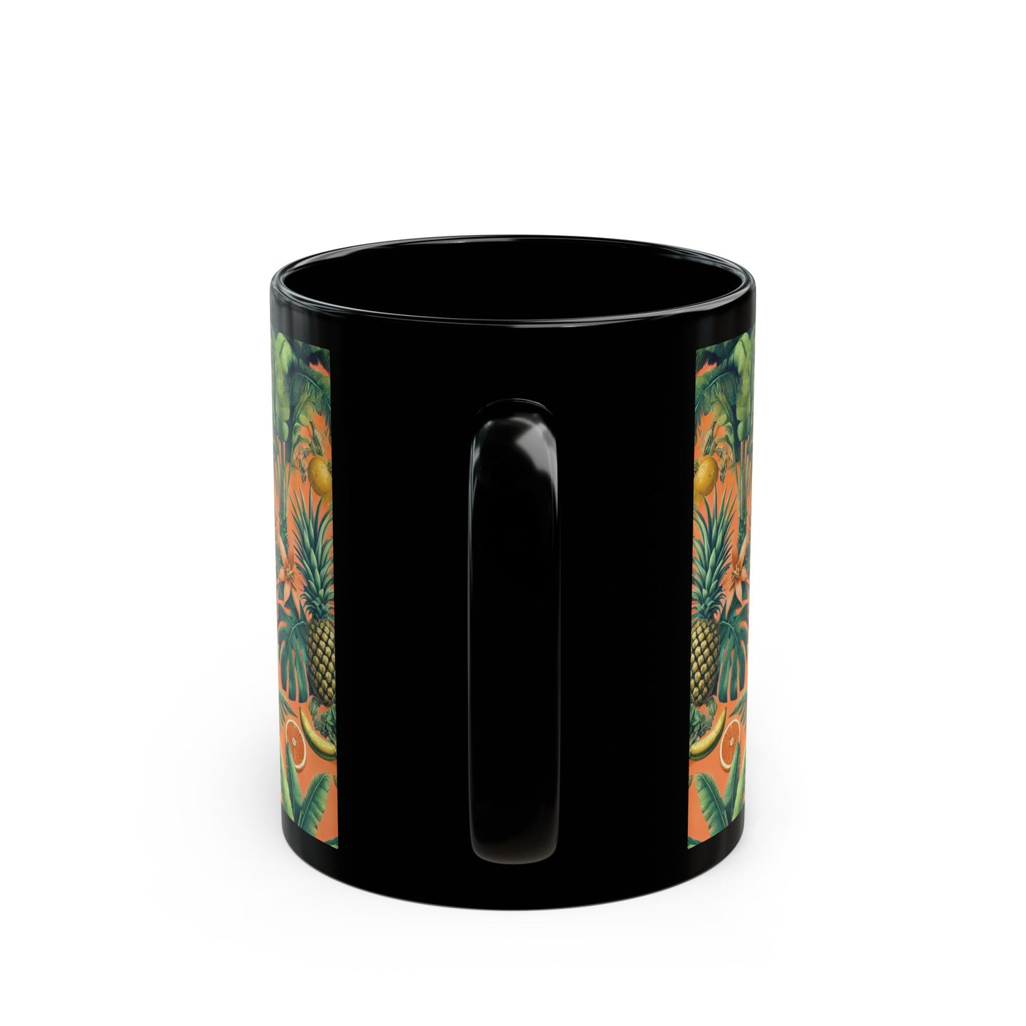 Black Coffee Mug - Tropical Fruit, Orange