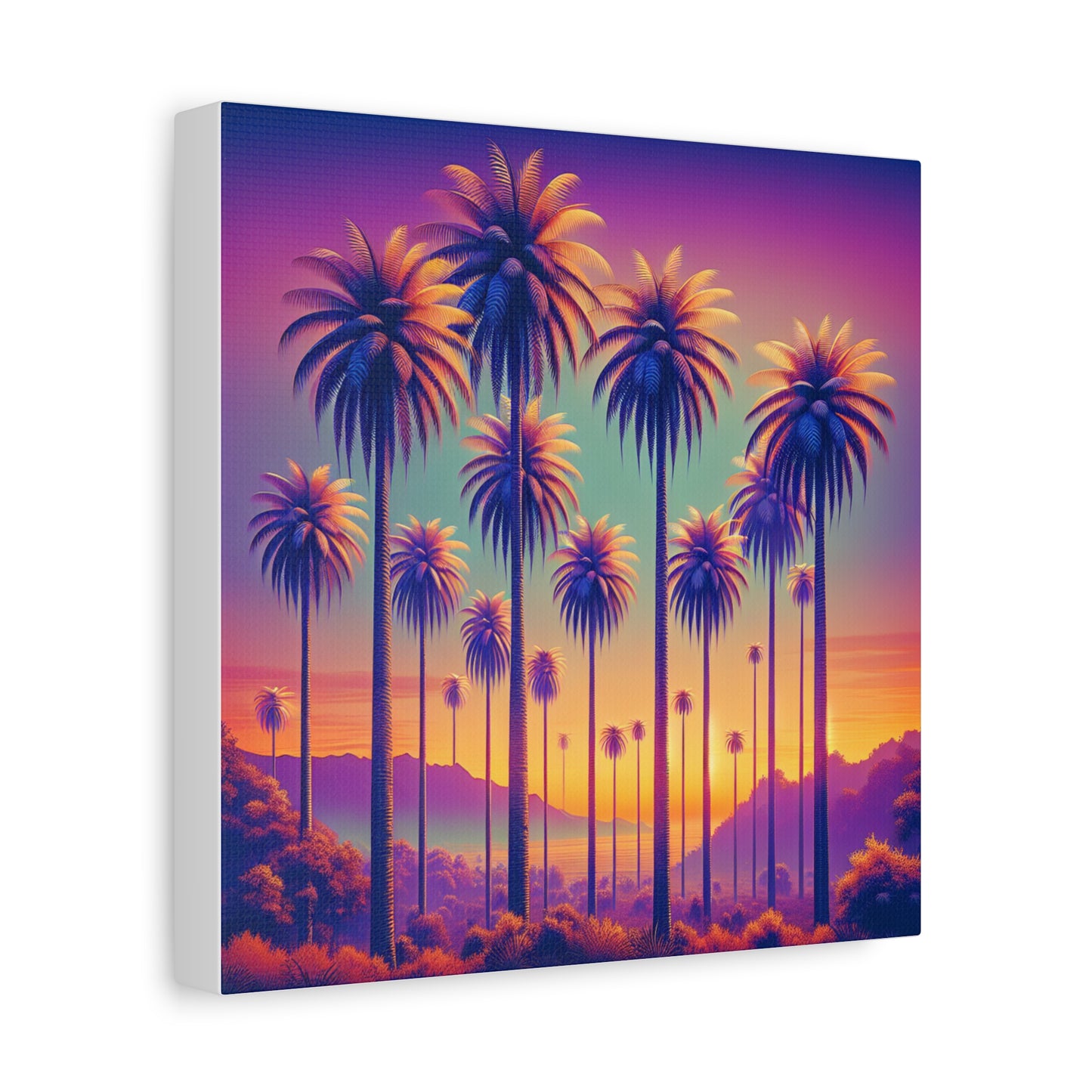 Matte Canvas, Stretched, Various Sizes / Sunset Palms
