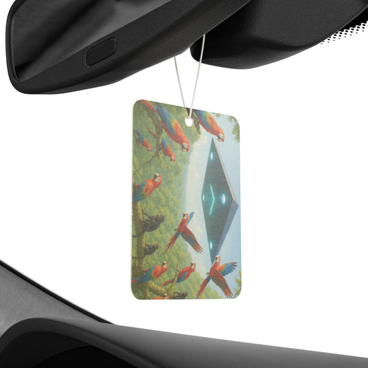 UFO and Macaws Car Air Freshener - Vibrant Tropical Aromatic Décor