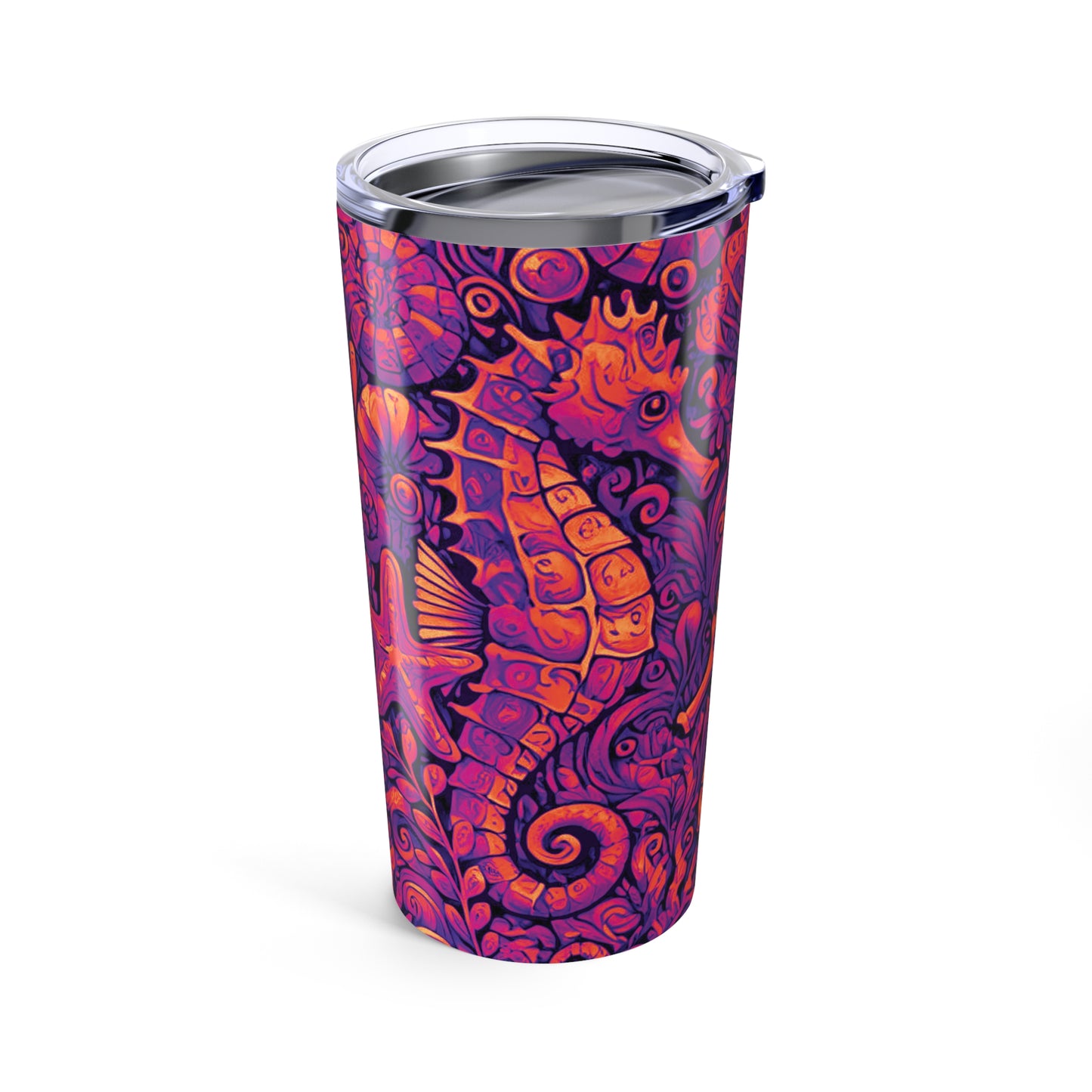 20oz Tropical Glossy Tumbler, Stainless Steel / Seahorse Trio, Heatwave