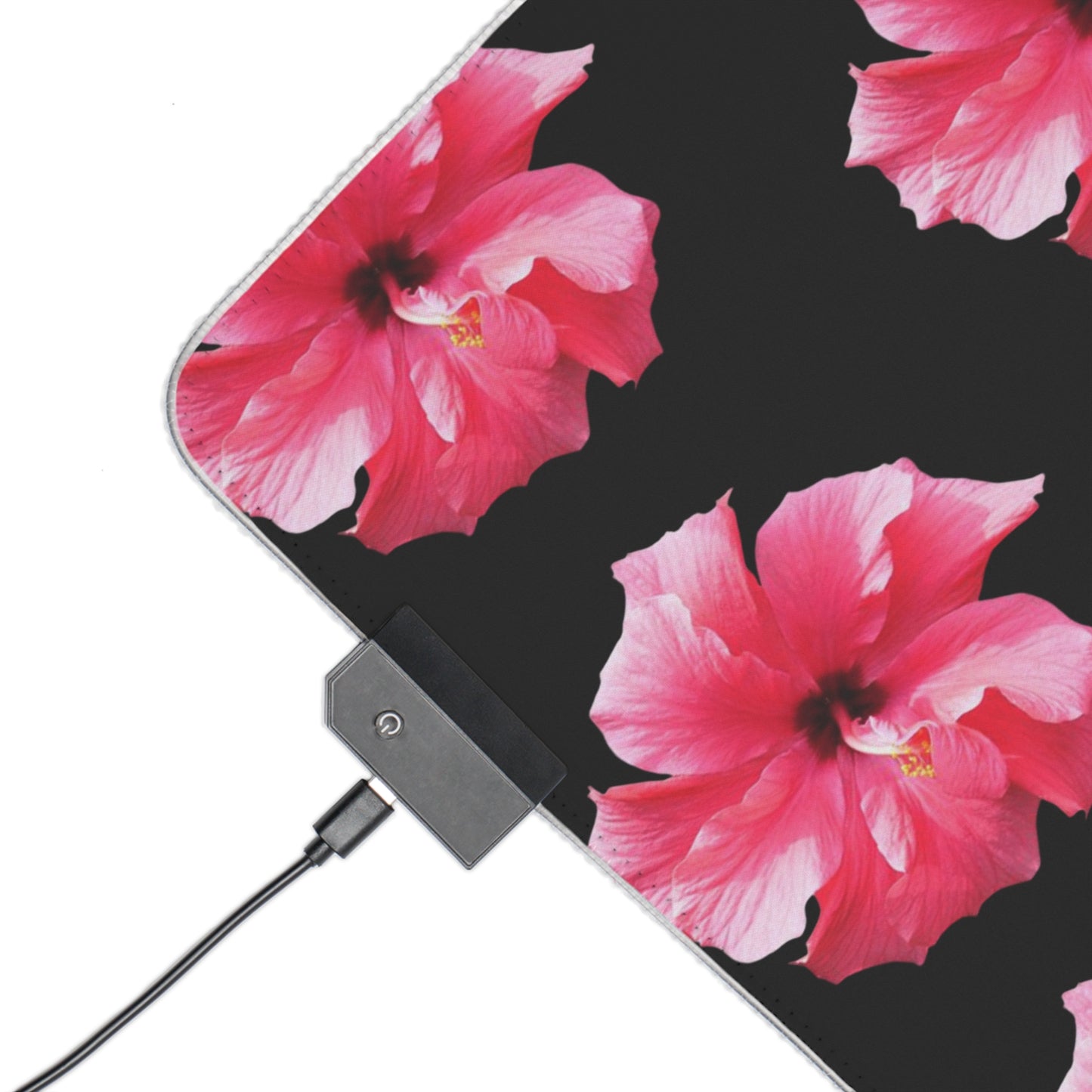 LED Gaming Mouse Pad With Vibrant RGB Lighting, 4 Sizes / Photo Hibiscus/Pink