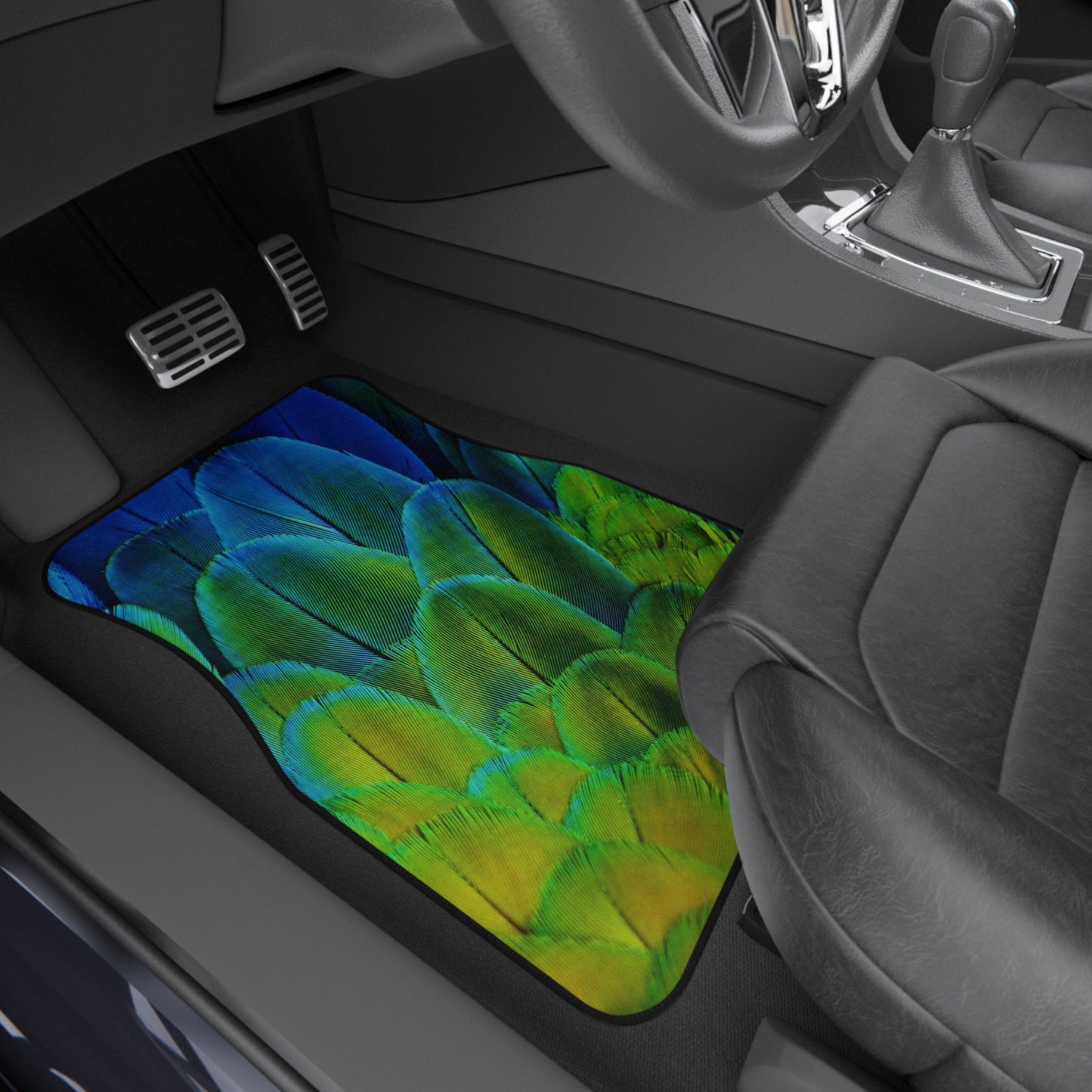 Shimmering Peacock Plumes Car Floor Mats - SET of 2