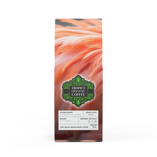 Rainforest Mist™ Single Origin DECAF (Medium Roast), Specialty Grade Craft Coffee / Flamingo Feathers