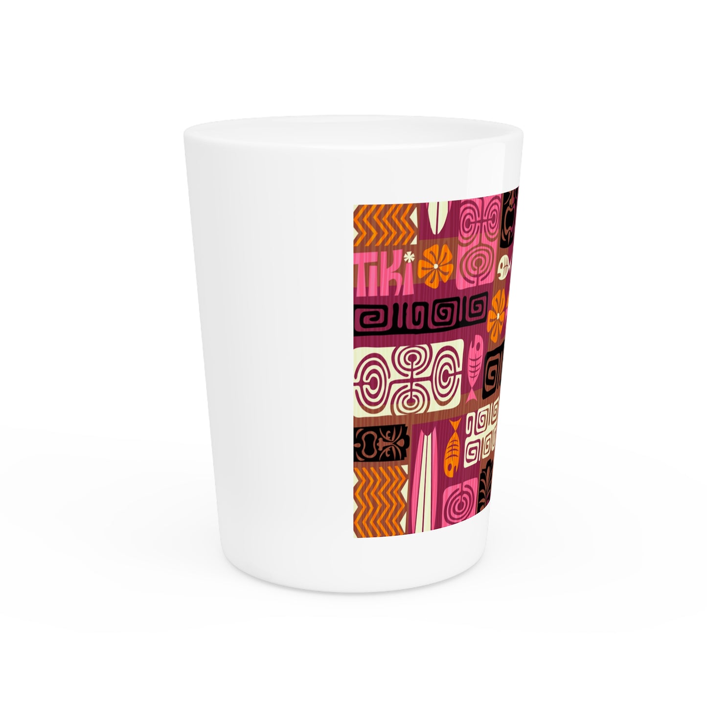 Ceramic Shot Glass - Tiki Poster Pink/Orange