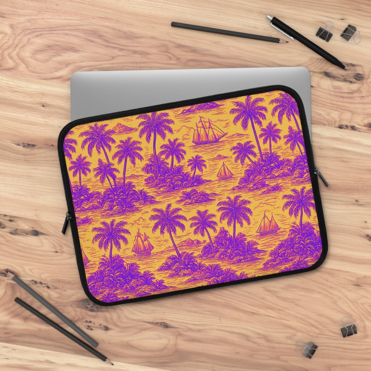 Tropical Laptop Sleeve, 5 Sizes - Perfect for Beach Lovers & Students / Faraway Toile, Pop