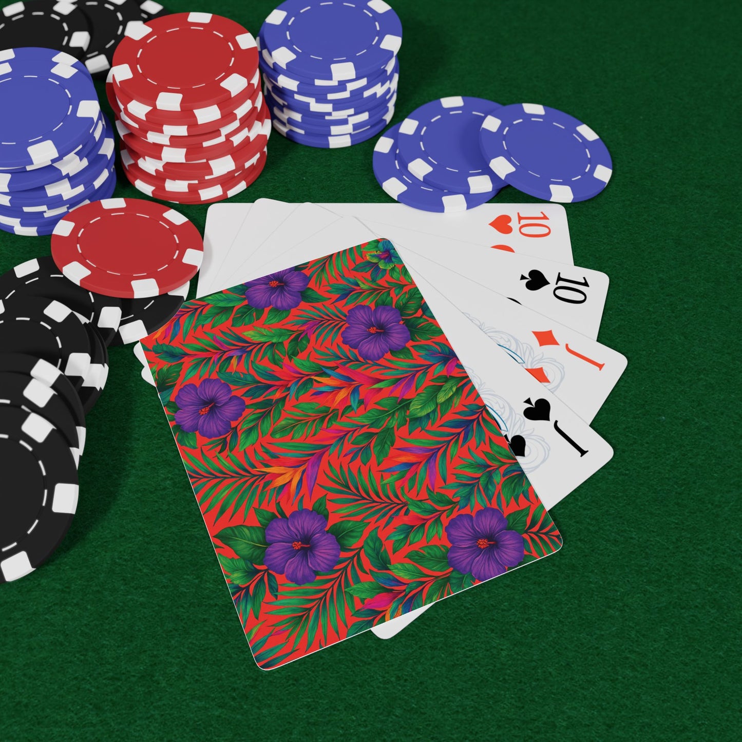 Poker Playing Cards - Midnight Flower Coral