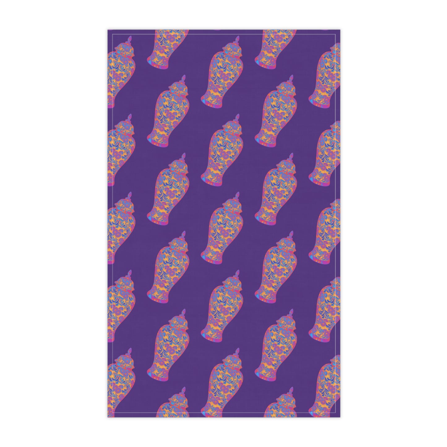 Tea Towels (cotton, poly), Heatwave Ginger Jar repeat purple