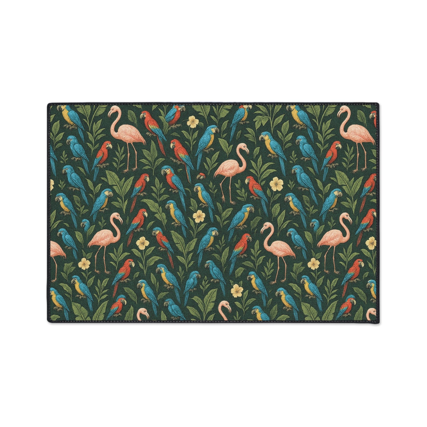 Heavy Duty Floor Mat, 5 Sizes – Tropical Area Rug for Home Décor / Flamingos and Parrots