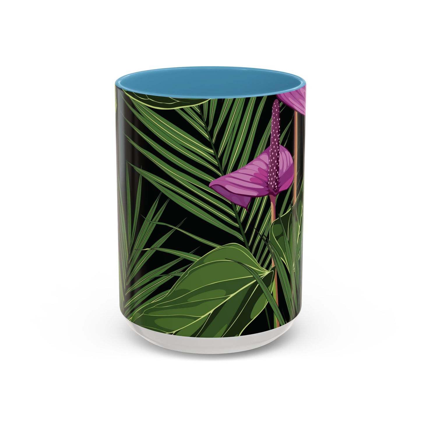 Accent Coffee Mug - Fun Tropical Drinkware for Flower Vibes /Anthurium and Palm