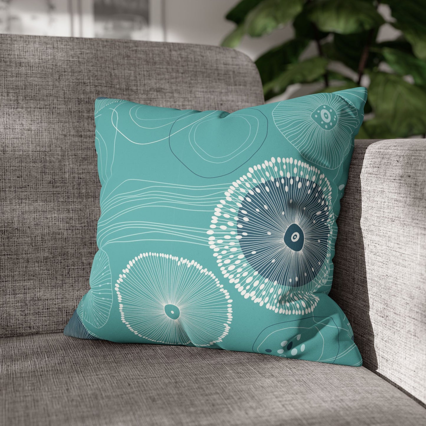 Faux Suede Square Pillowcase - Plankton Drift Teal