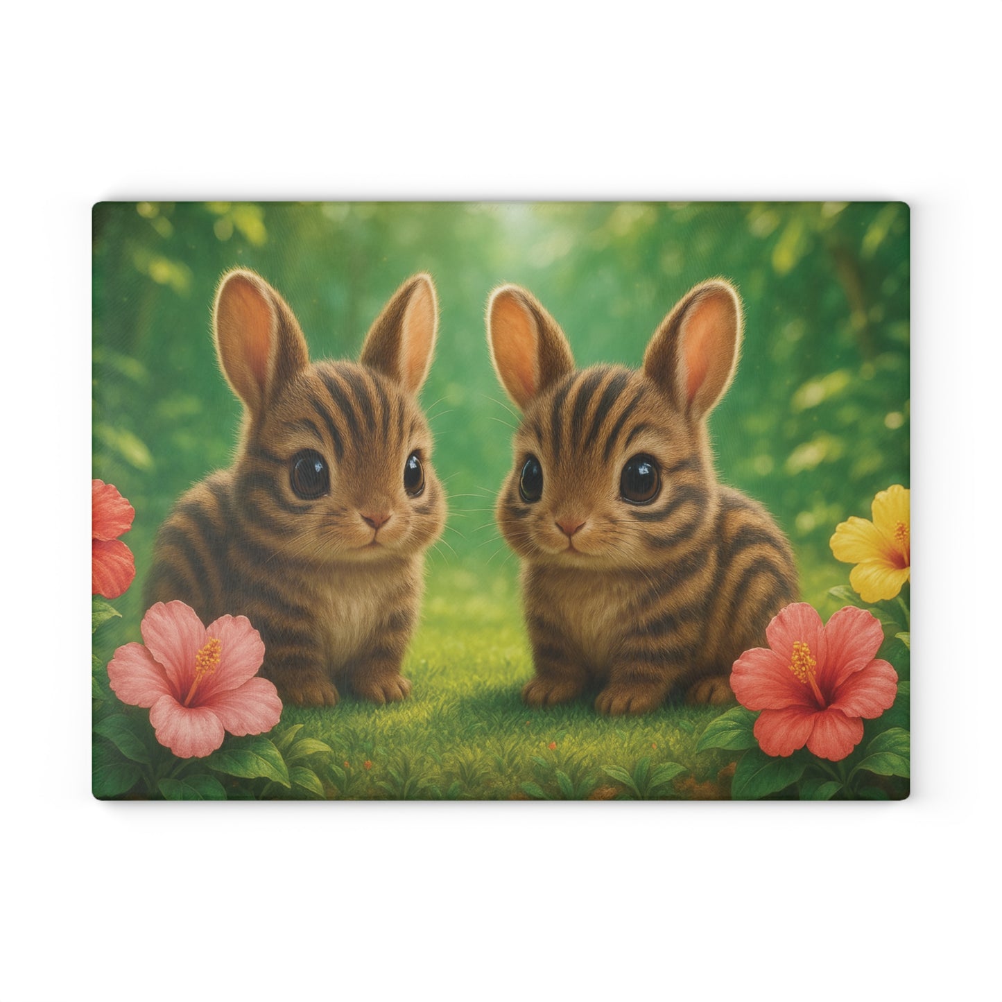 Glass Cutting Board, 2 sizes - Baby Sumatran Rabbits