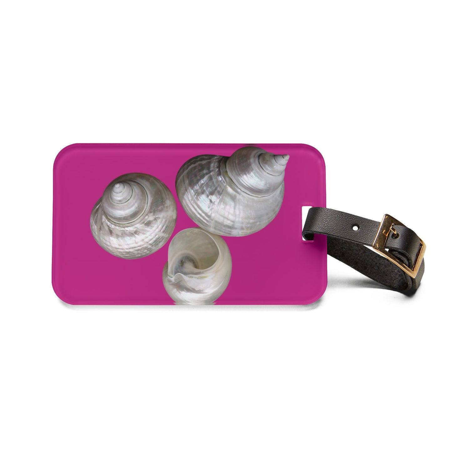 Luggage Tag - White Nautilus Trio, pink