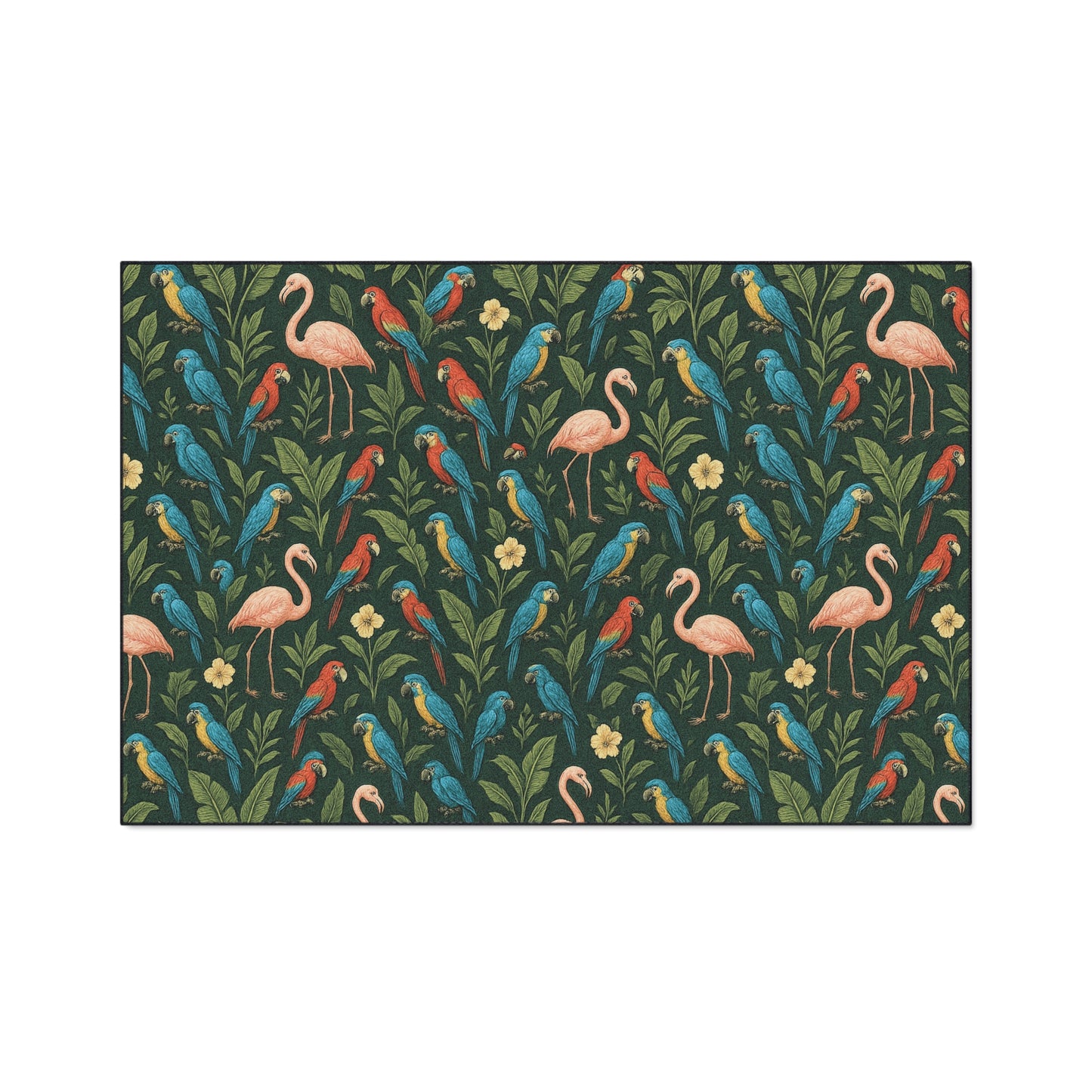 Heavy Duty Floor Mat, 5 Sizes – Tropical Area Rug for Home Décor / Flamingos and Parrots