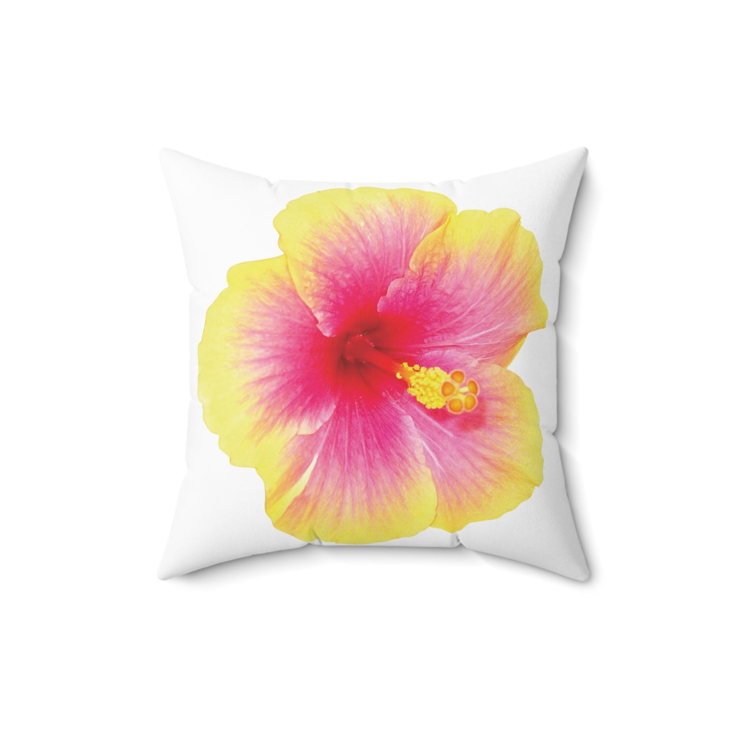 Decorative Pillow - Accent Cushion, 4 Sizes / Photo Yellow Hibiscus, White