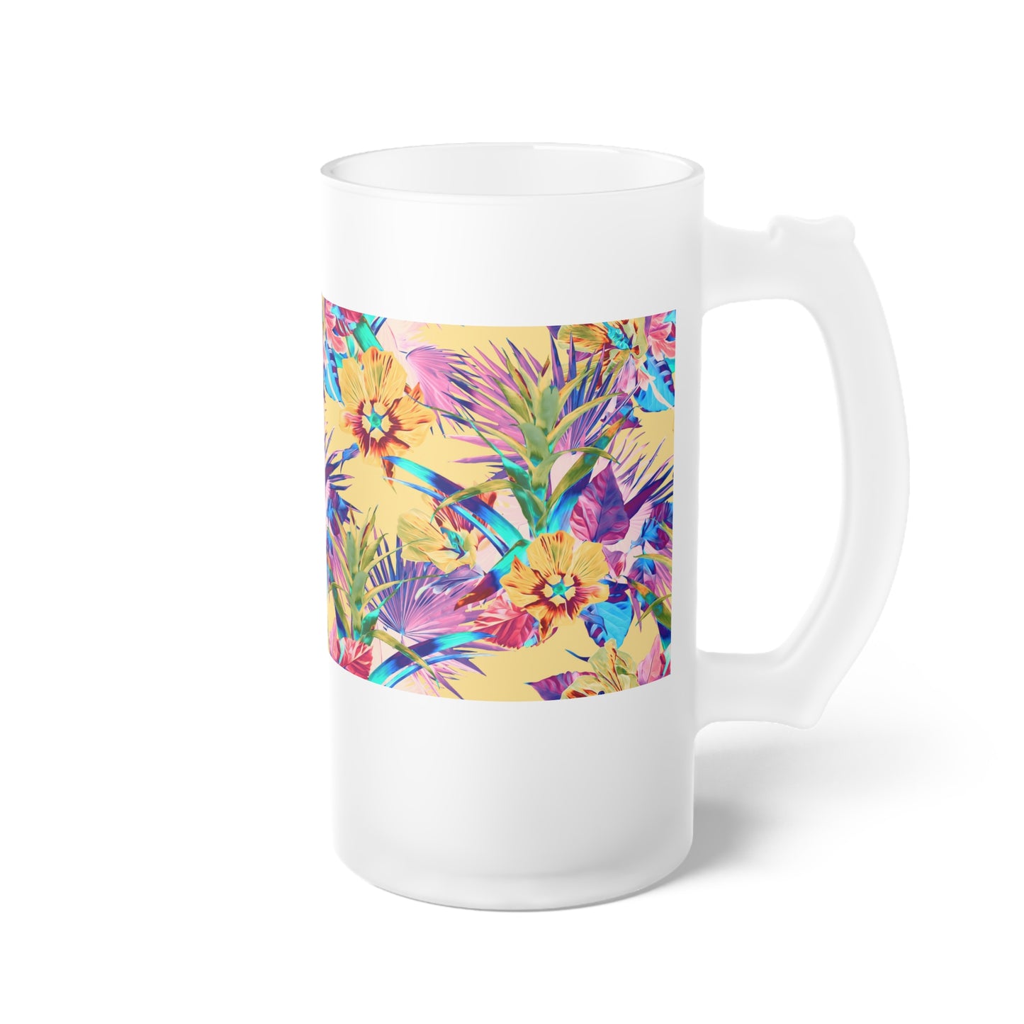 Frosted Glass Beer Mug, Plant Palooza, orange sherbet