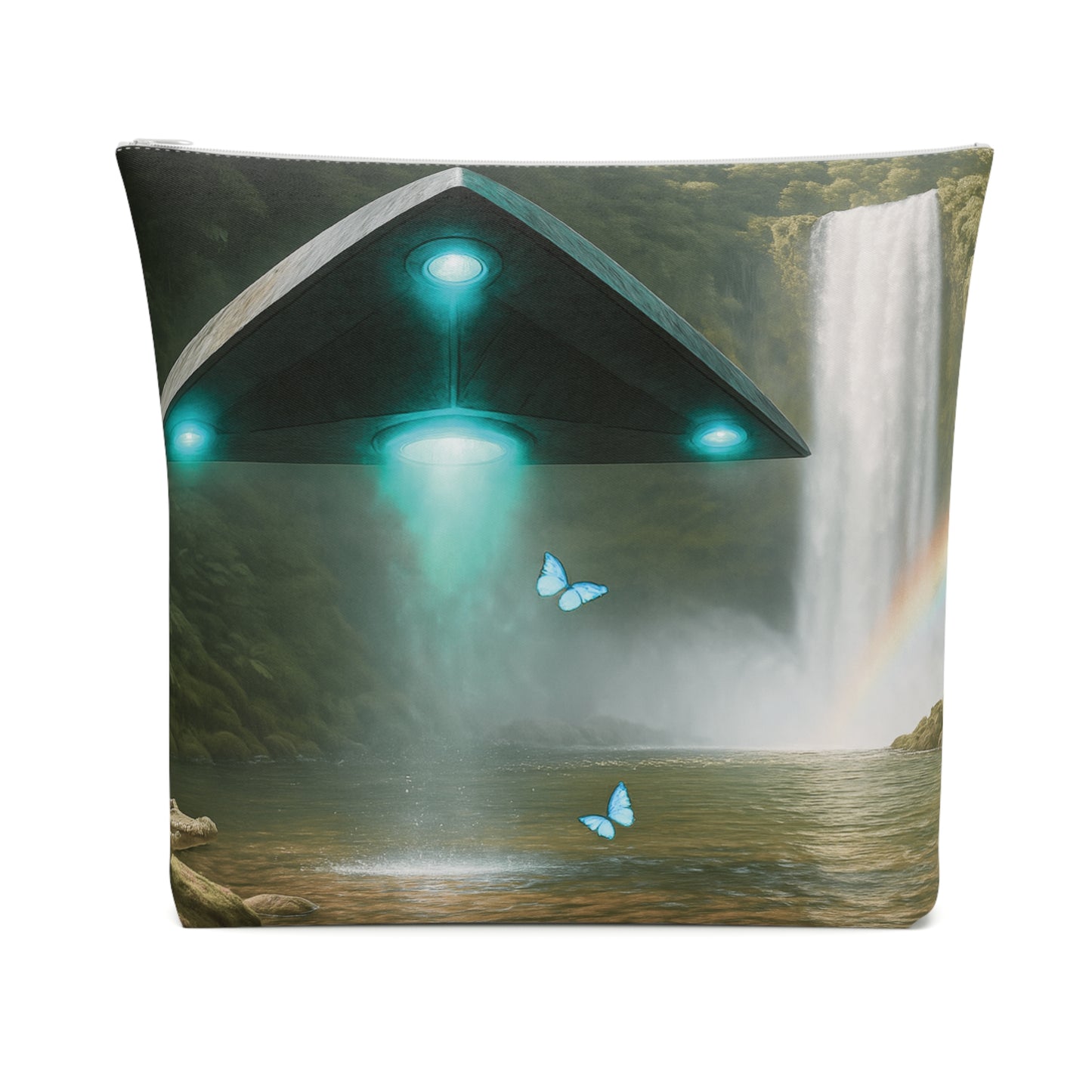 Tropical Cotton Cosmetic Bag, Makeup Pouch, 5 Sizes / UFO and Waterfall