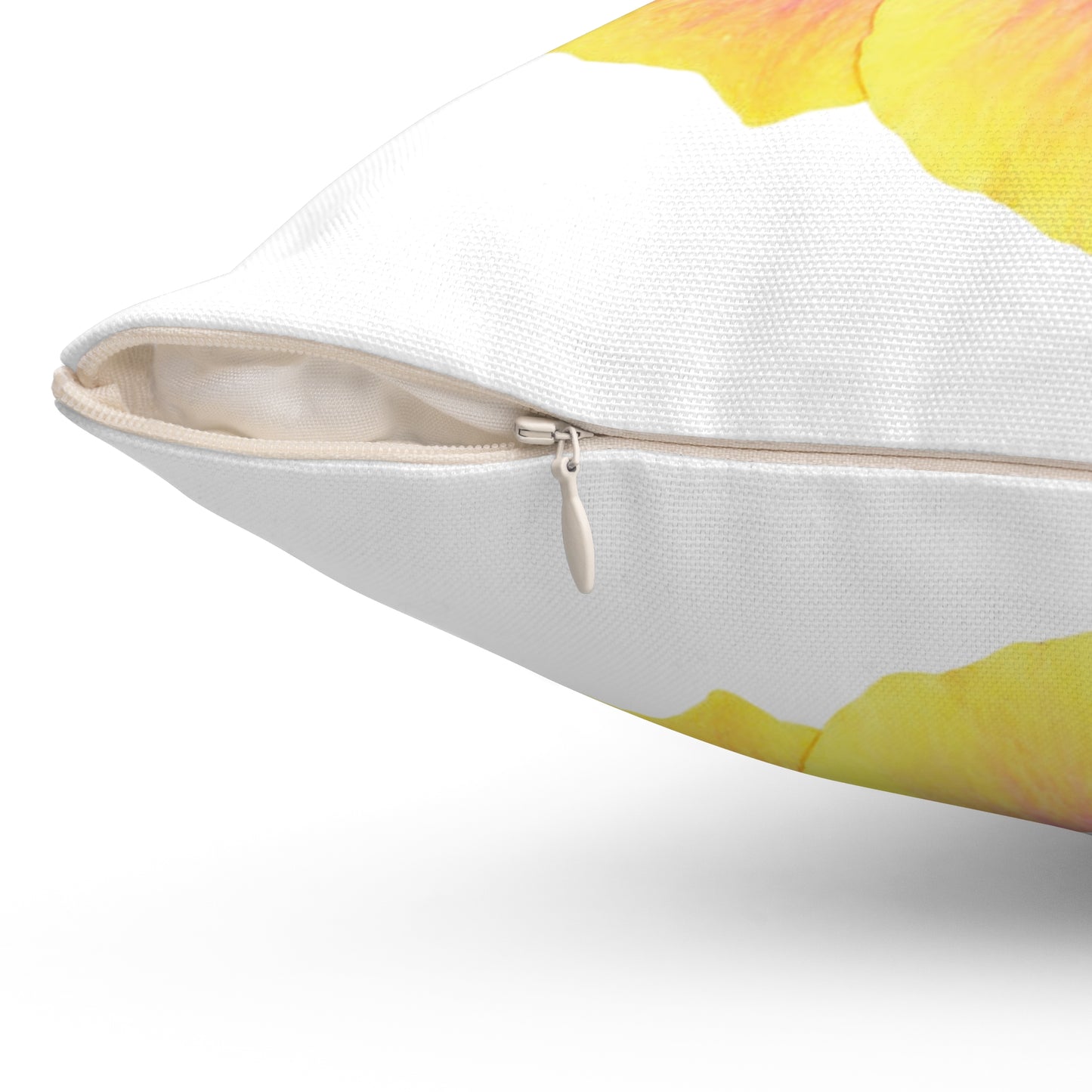 Decorative Pillow - Accent Cushion, 4 Sizes / Photo Yellow Hibiscus, White