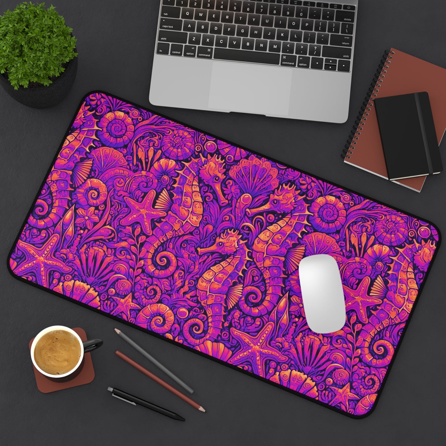 Tropical Mouse Pad/Desk Mat, 3 Sizes - Perfect for Home Office / Seahorses, Heatwave