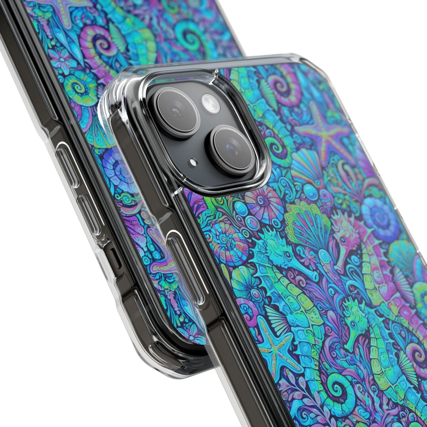 Seahorses/Turquoise POP Magnetic Clear Phone Case, Many Models