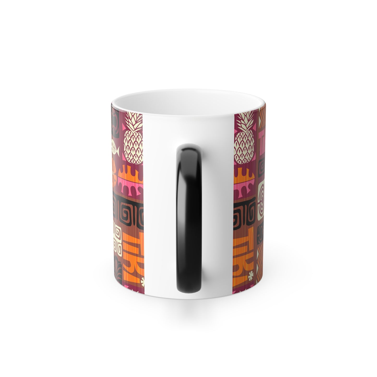 Color Morphing Mug, 11oz, Tiki Poster Pink/Orange