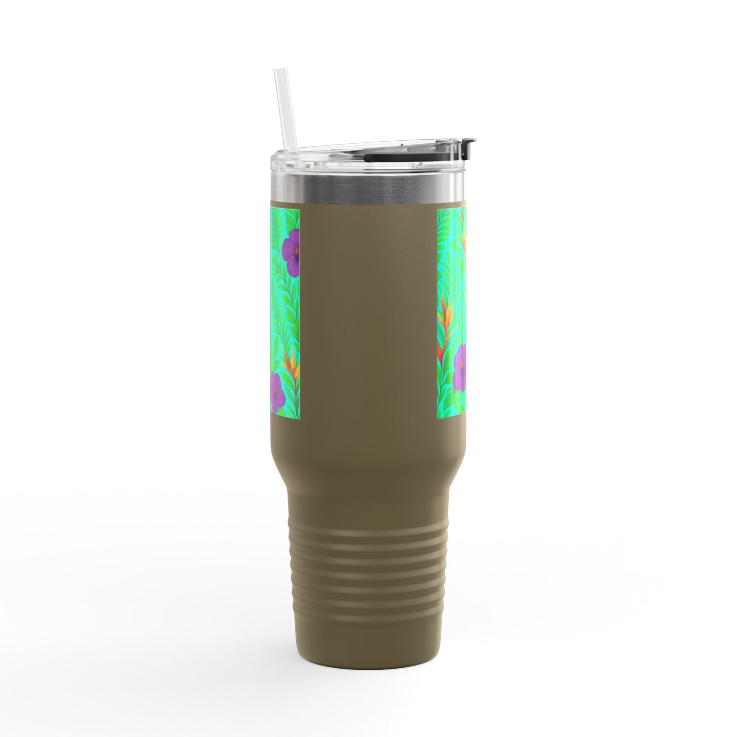 Midnight Flower Green Insulated Travel Mug - 40oz - Perfect for Outdoor Adventures