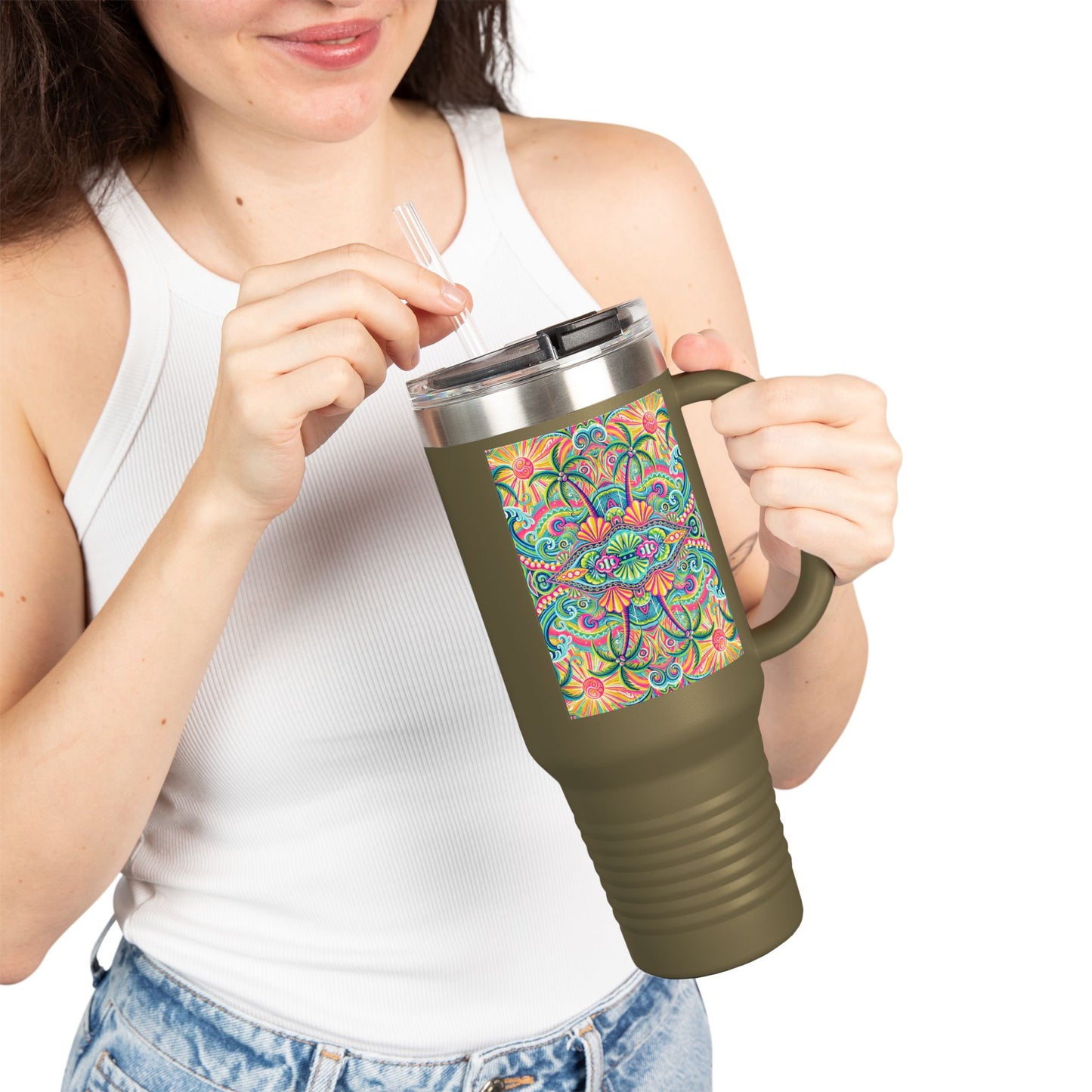 Kaleido Bay Insulated Travel Mug - 40oz - Perfect for Outdoor Adventures
