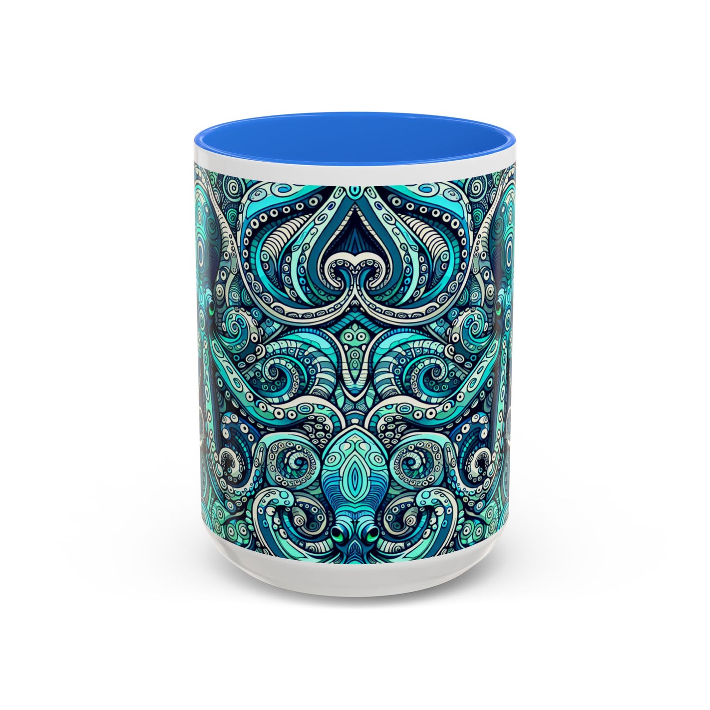 Accent Color Coffee Mug, Many Colors - 11oz & 15oz / Aqua Octopus