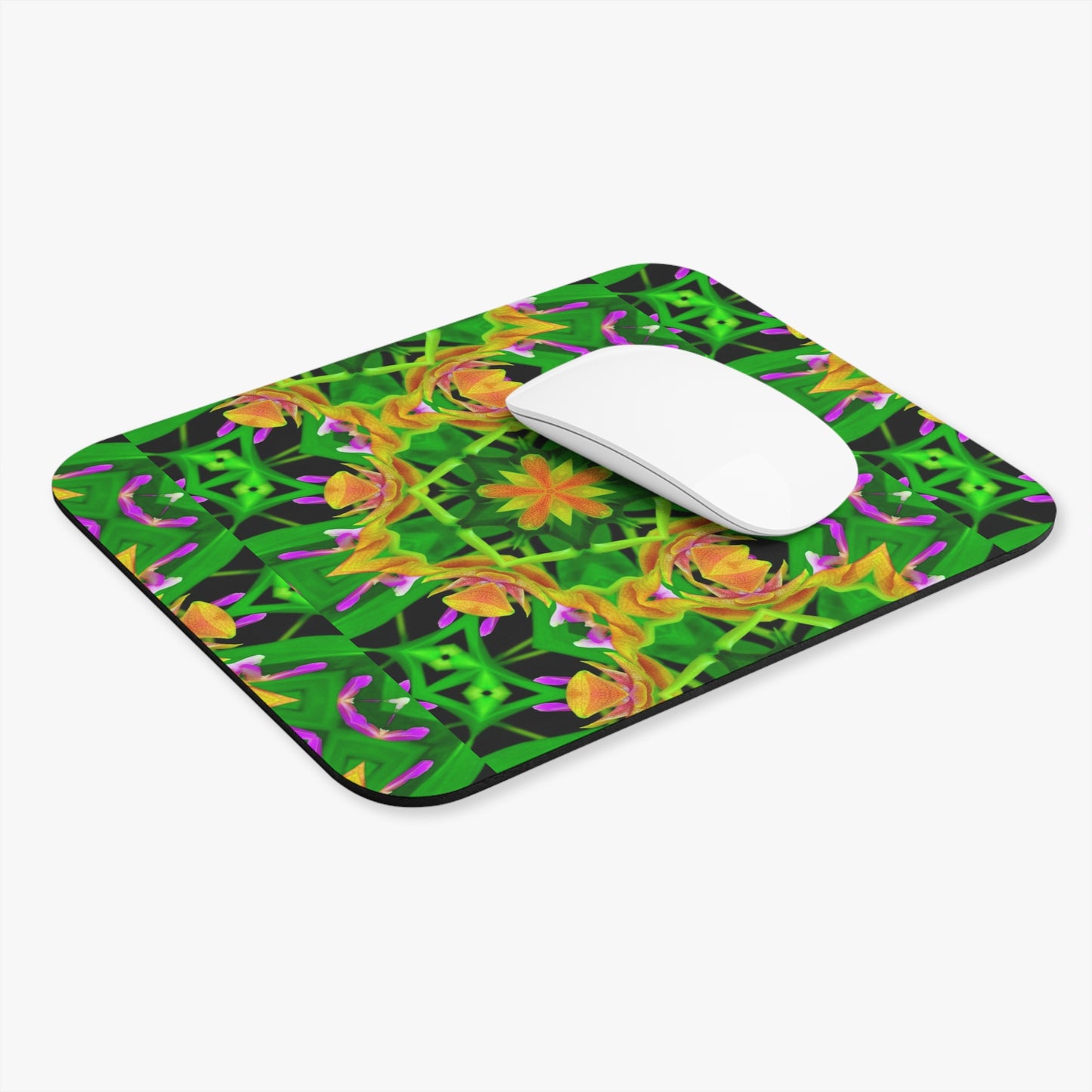 Mouse Pad (Rectangle) - Yellow Orchid Kaleidoscope