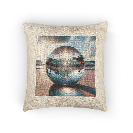 Woven Pillow, 17"W x 18"L - Beach Illusion Ball