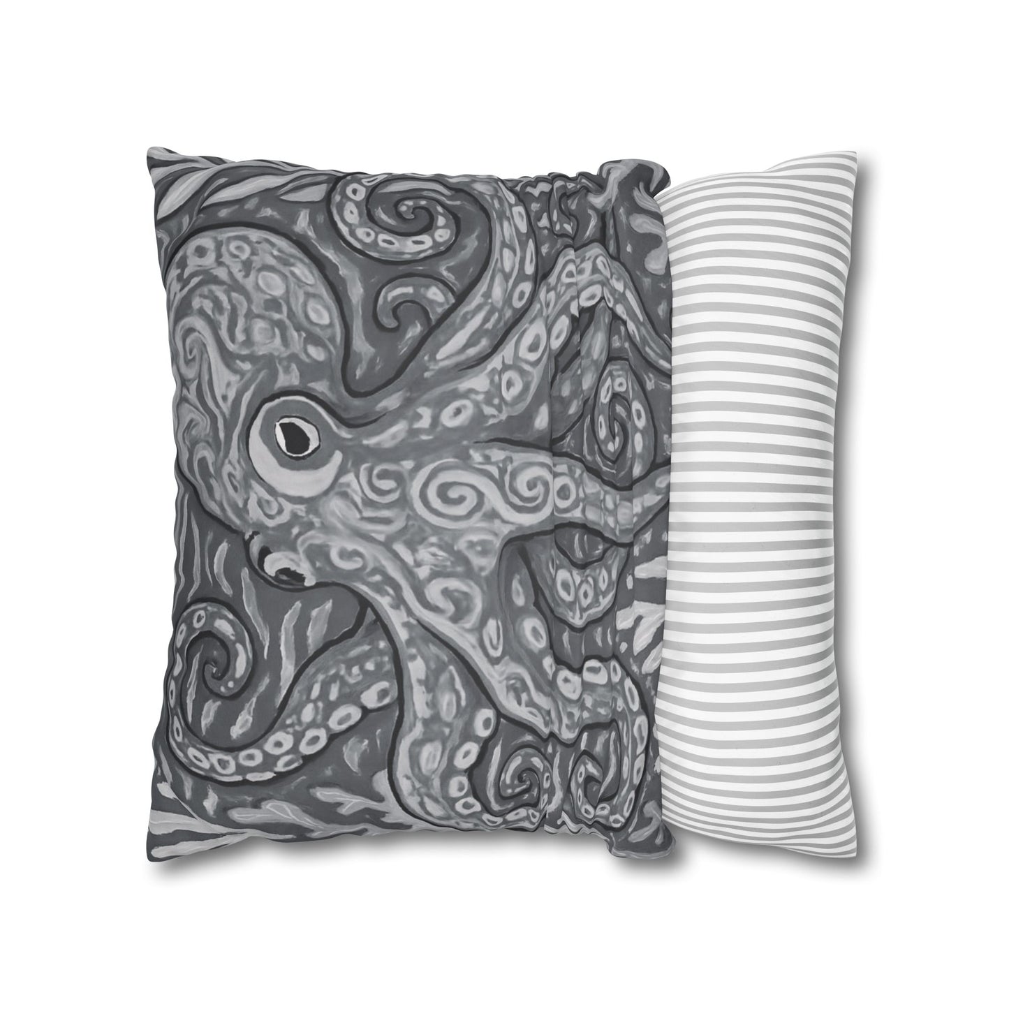 Faux Suede Square Pillowcase - Noir Kraken Joe