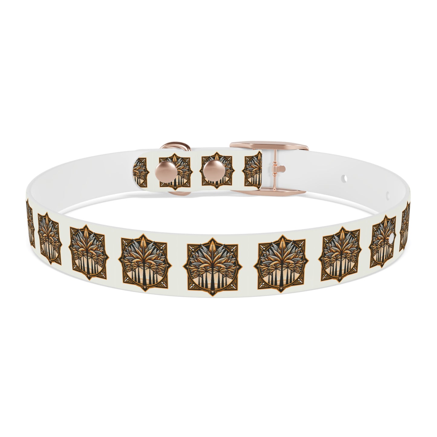 Dog Collar - Deco Palm Trees, Cinnamon