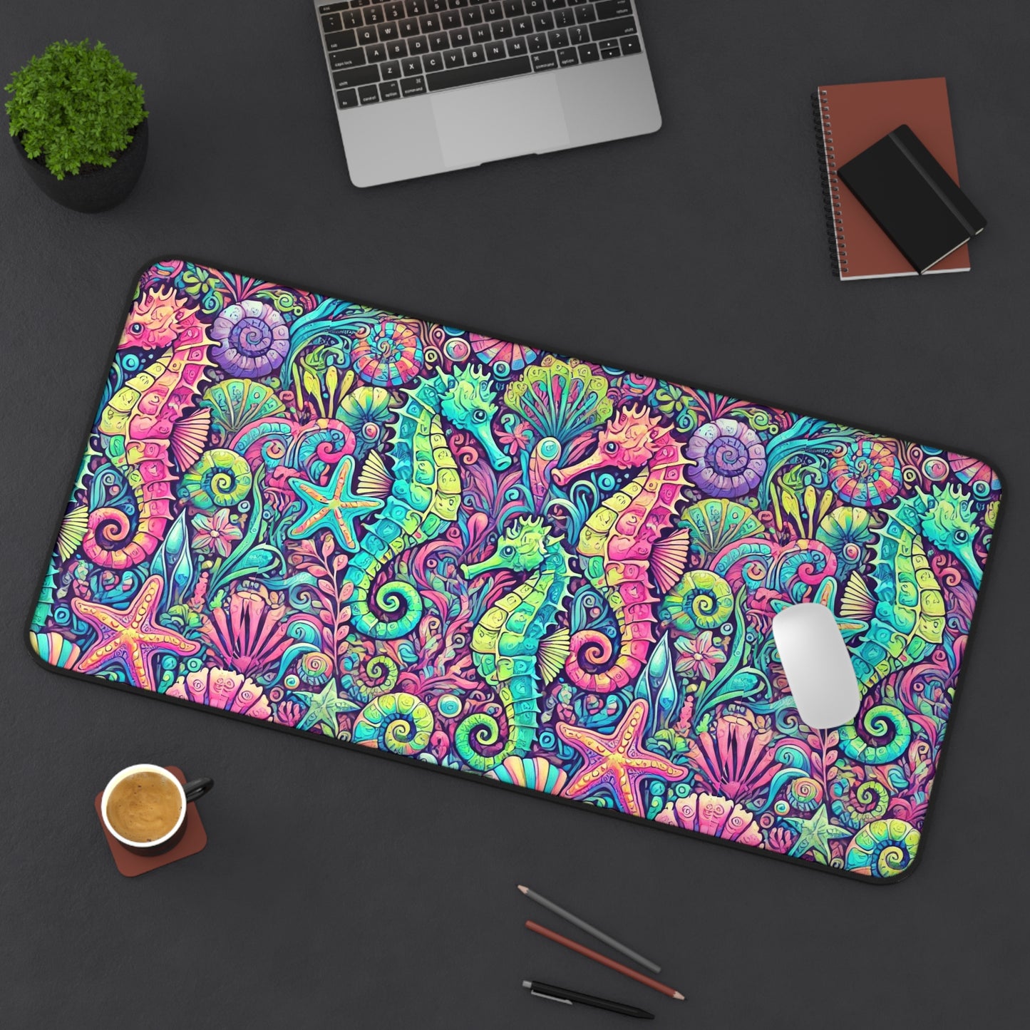 Tropical Mouse Pad/Desk Mat, 3 Sizes - Perfect for Home Office / Seahorses, Pop