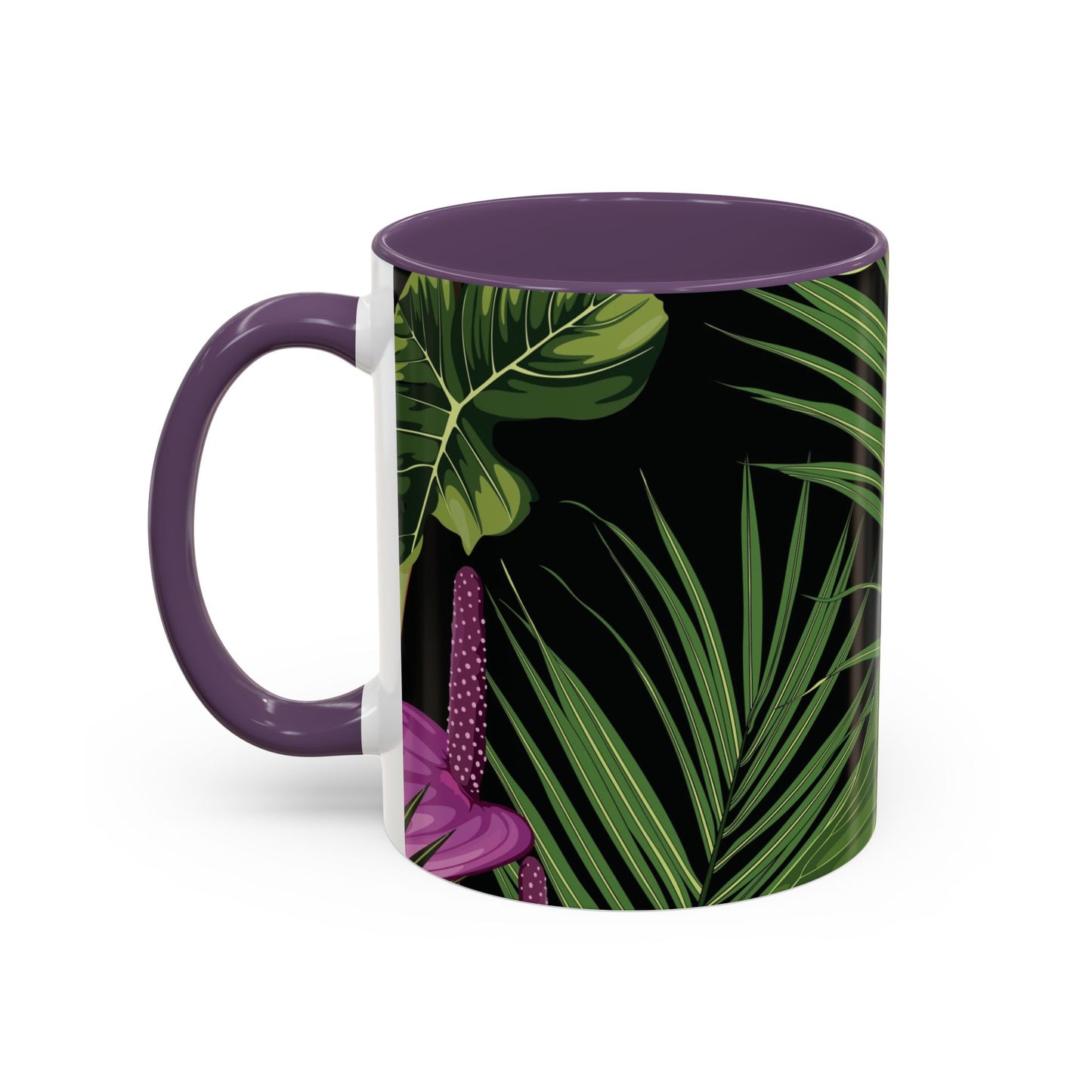 Accent Coffee Mug - Fun Tropical Drinkware for Flower Vibes /Anthurium and Palm