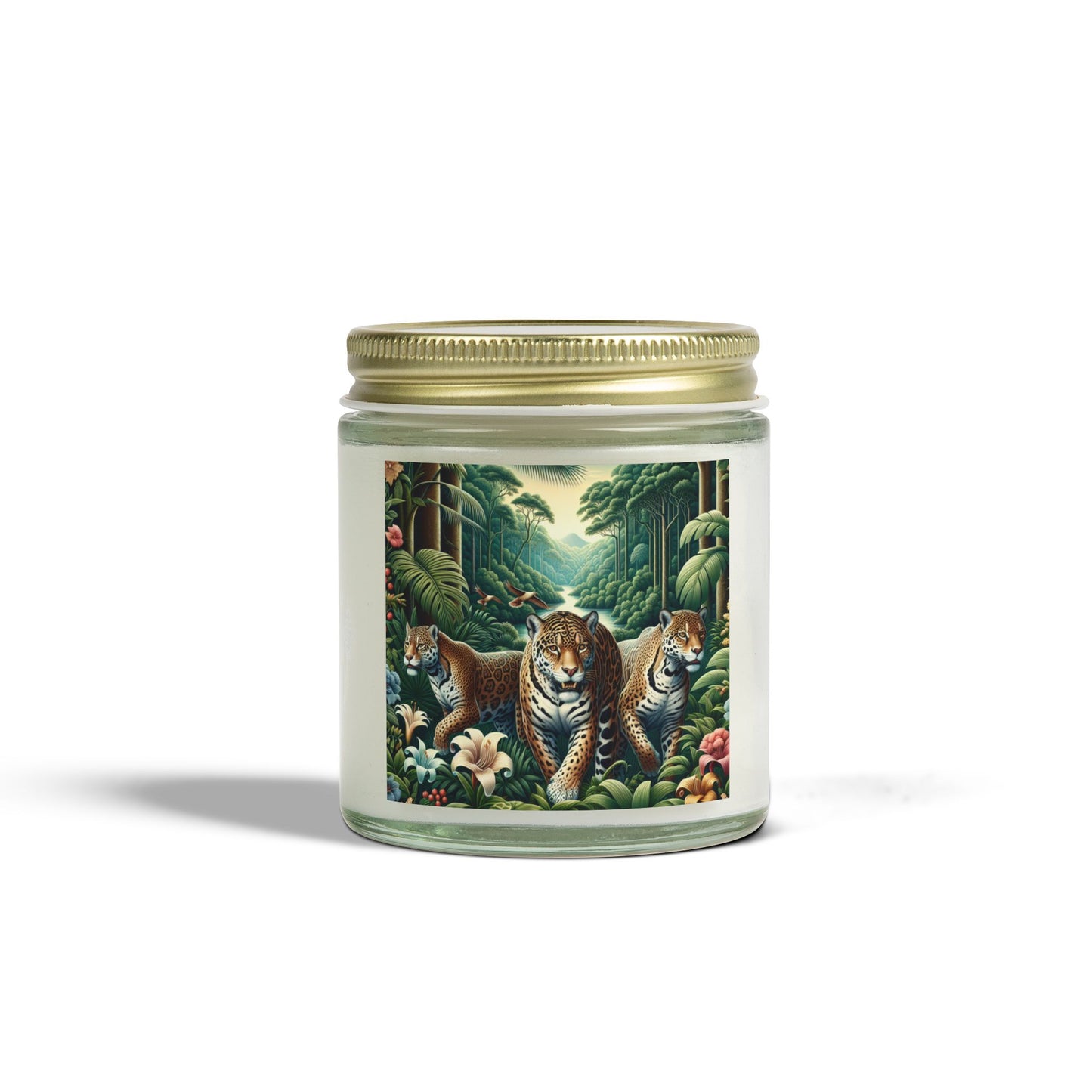 Tropical Jungle Jaguars Scented Candles - Coconut Apricot Wax (4oz, 9oz)