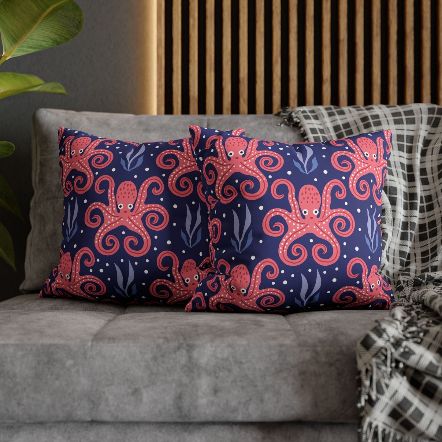 Faux Suede Square Pillowcase - Twisted Tentacle Octopus