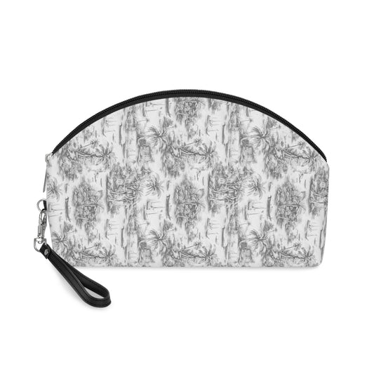 Makeup Bag - Tropical Toile #1, soft black