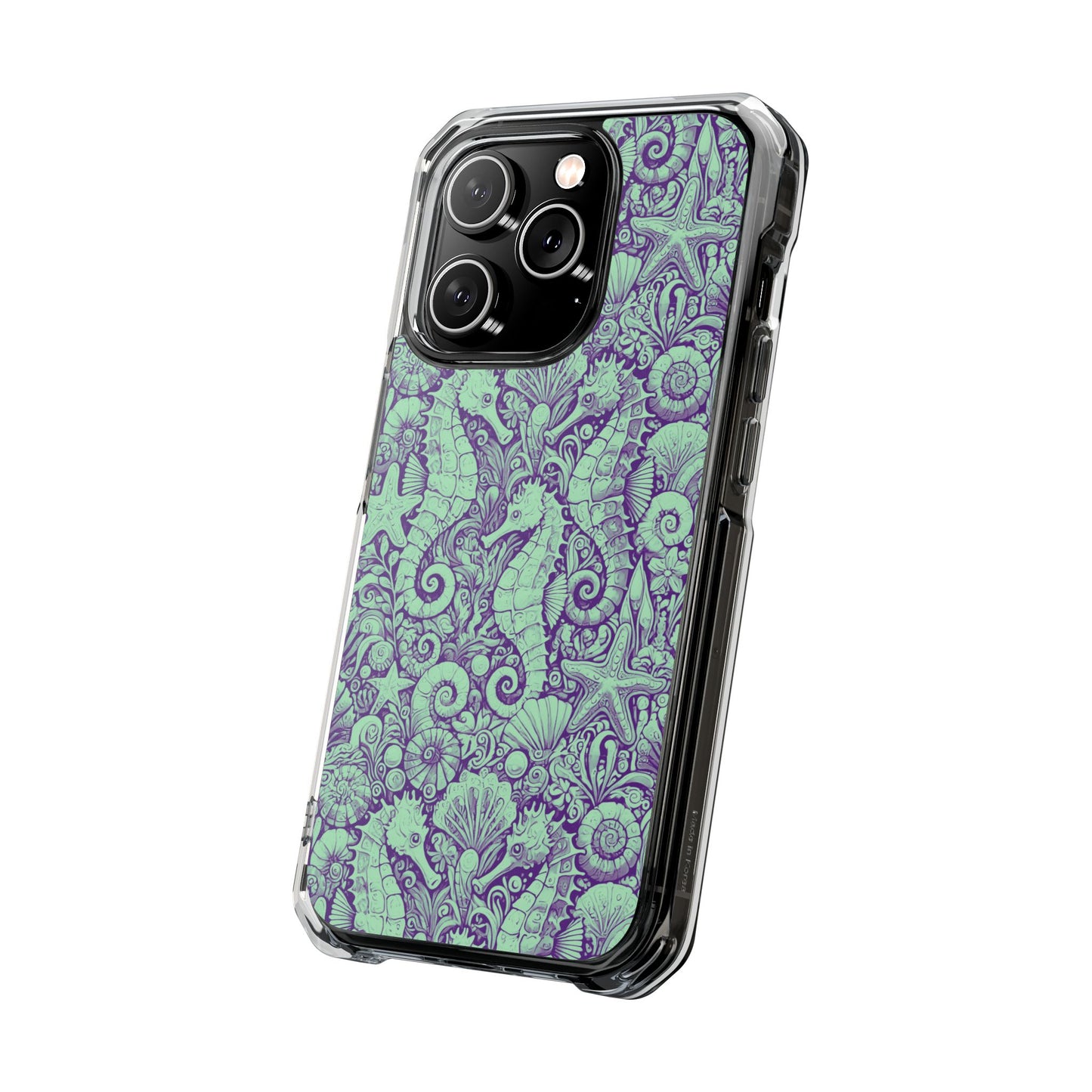 Seahorses/Minty Magnetic Clear Phone Case, Many Models