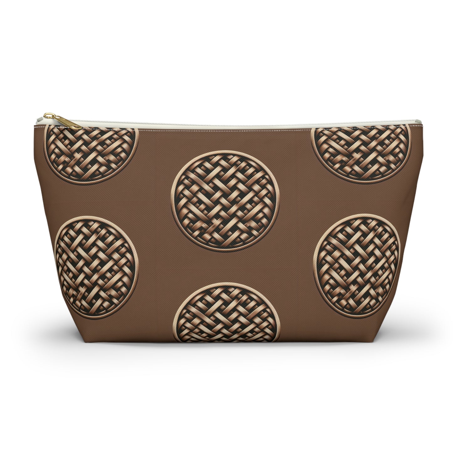 Tropical Accessory Pouch, 2 sizes | Makeup Bag | Perfect for Travel & Everyday Use / Brown Wicker Button