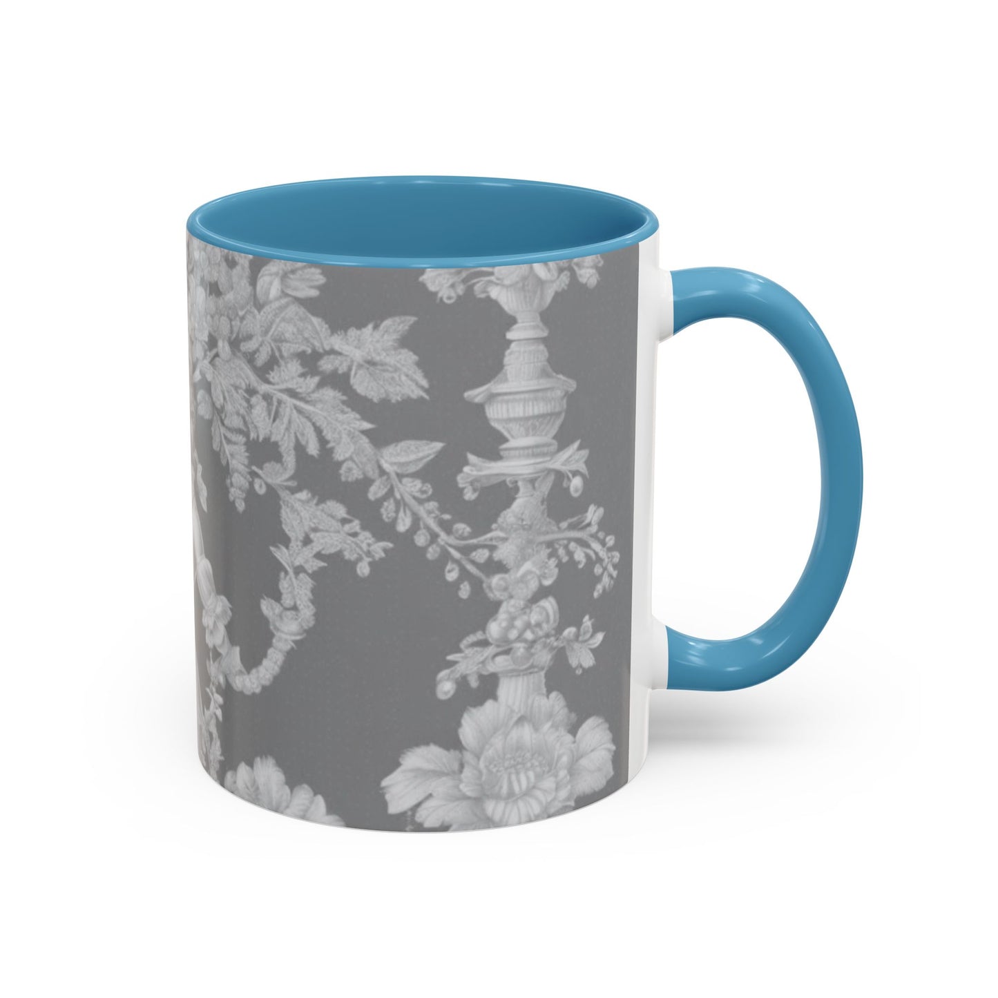 Accent Coffee Mug (11, 15oz), Pearl Lady Toile/Slate, Various Colors